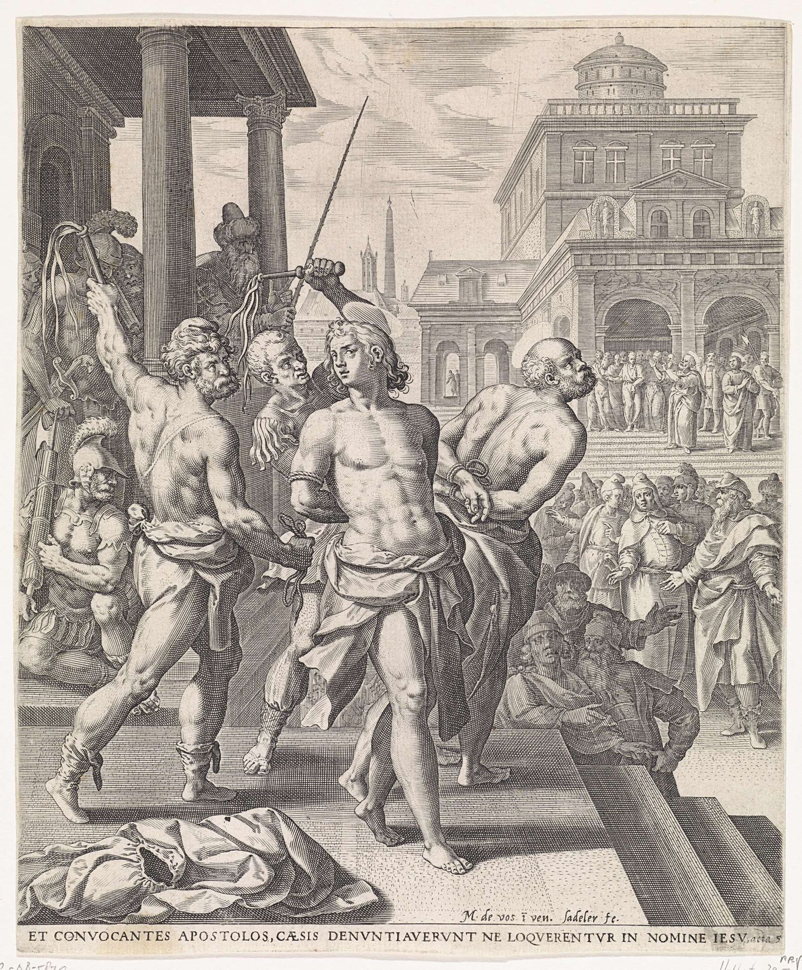 Geseling van de apostelen by Johann Sadeler I