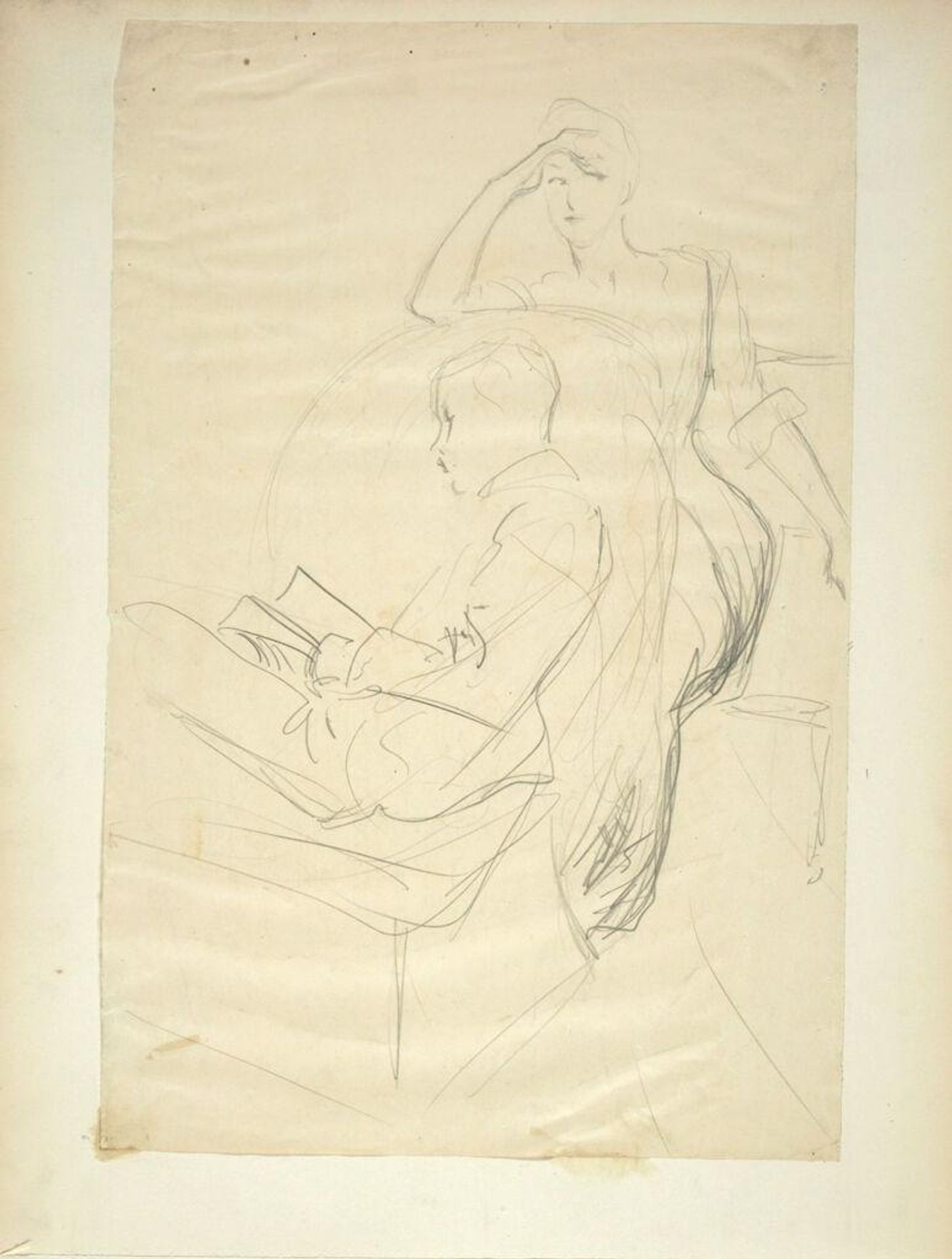 Study of a Man Reading and a Woman Standing Behind Him by John Singer Sargent