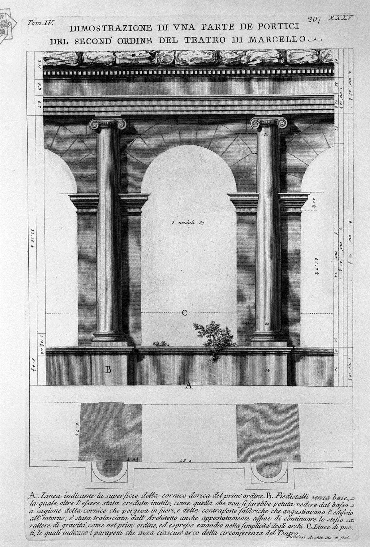 The Roman antiquities, t. 4, Plate XXXV. Great Vista of some of the Doric order of the second `Theatre of Marcellus. by Giovanni Battista Piranesi