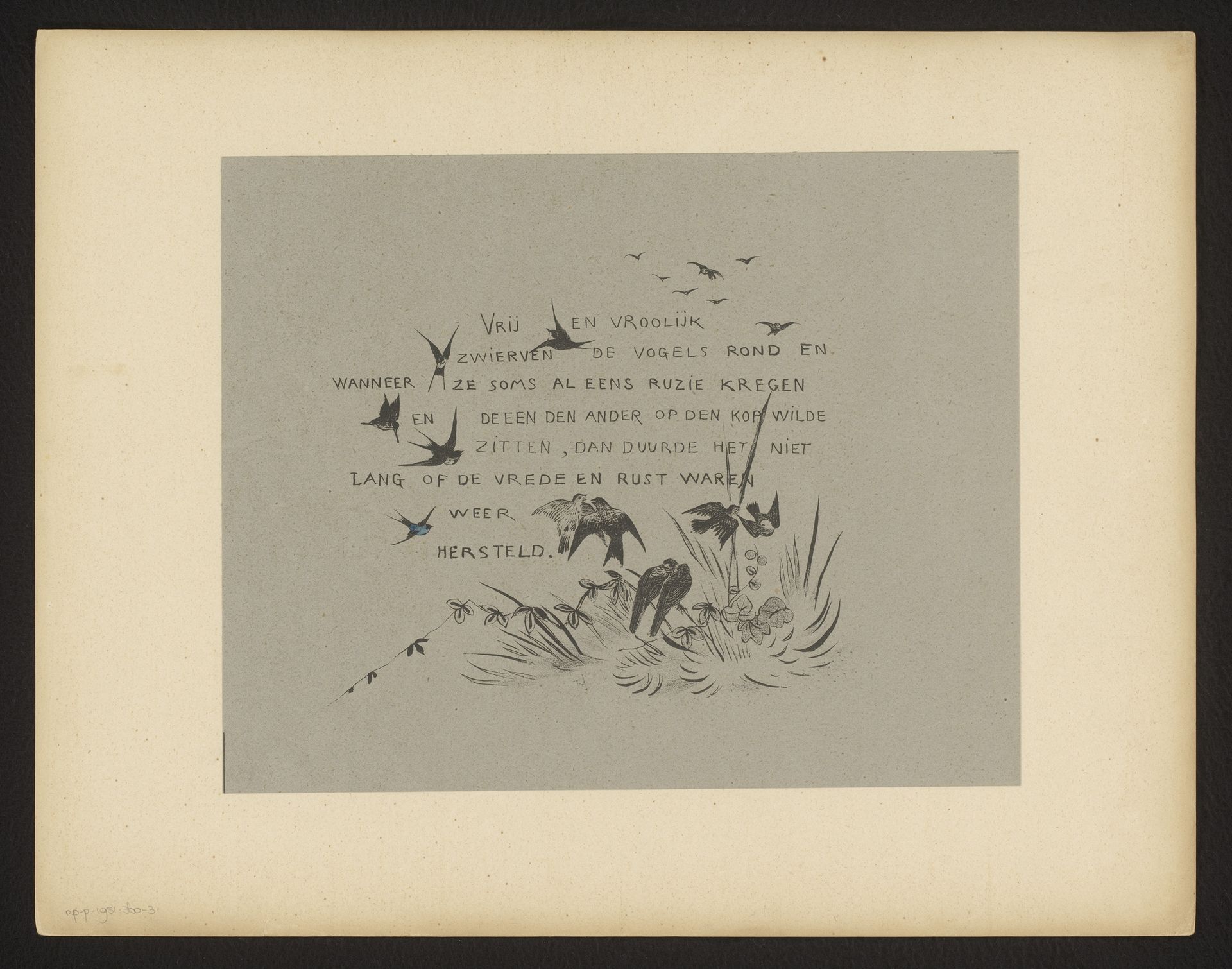 Tekstblad met zwaluwen by Theo van Hoytema
