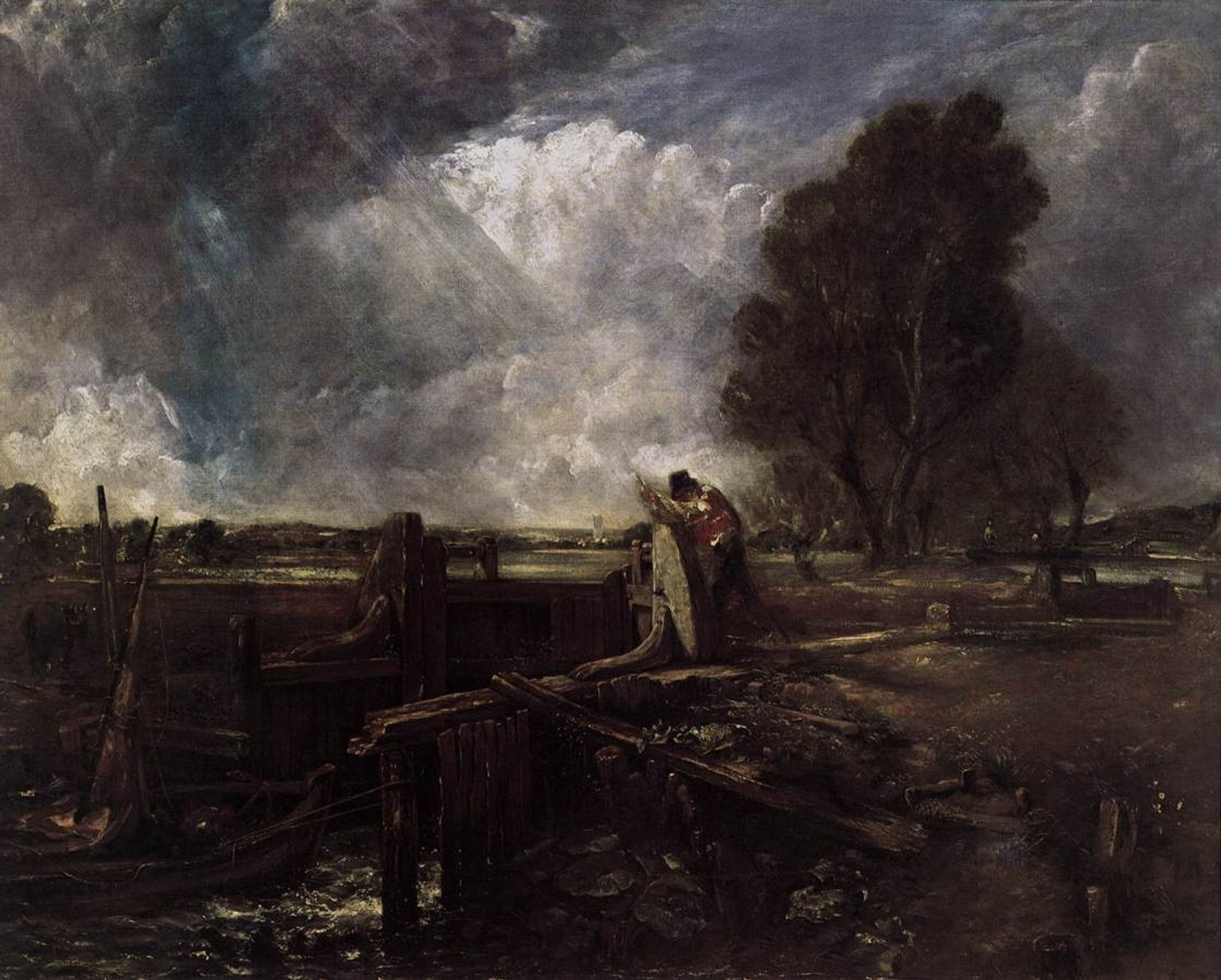 A Boat at the Sluice by John Constable