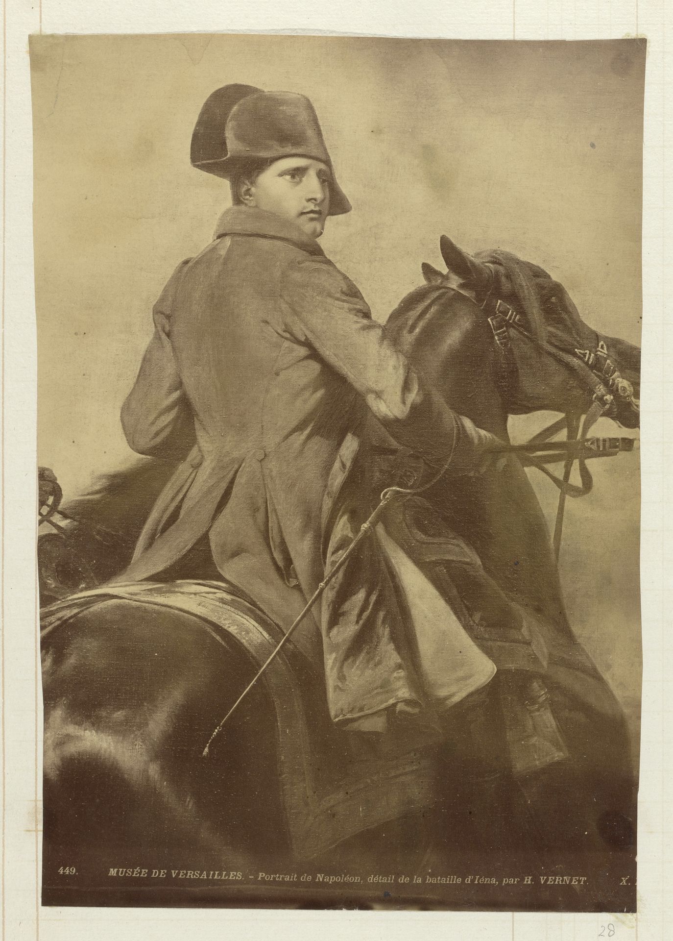 Fotoreproductie van een detail van een schilderij door Horace Vernet, voorstellend Napoleon Bonaparte te paard tijdens de slag bij Jena by Anonymous