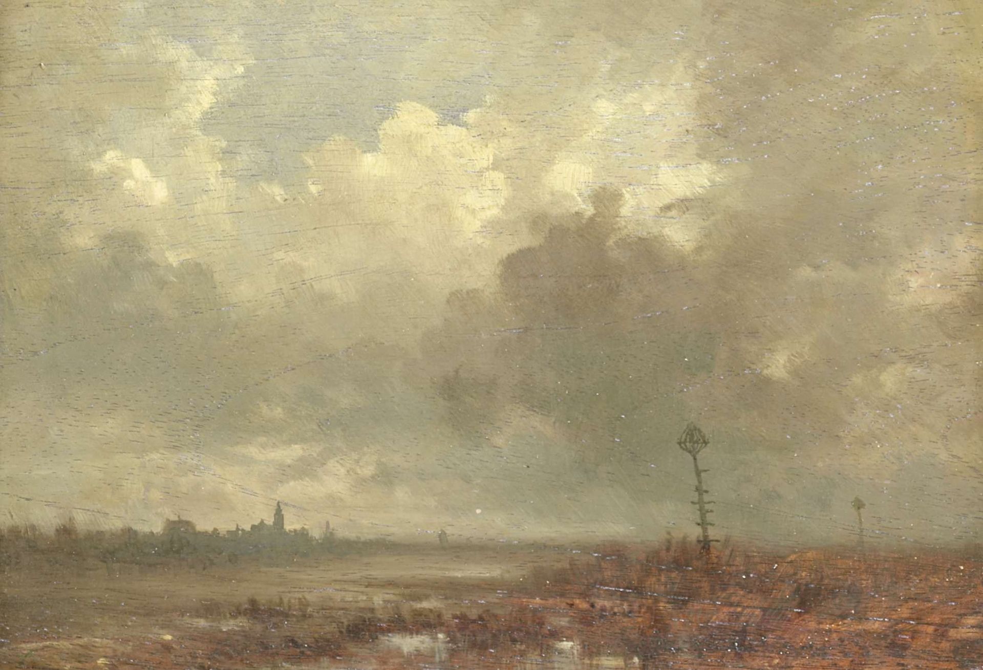 Riviergezicht bij avond by Adolphe Mouilleron