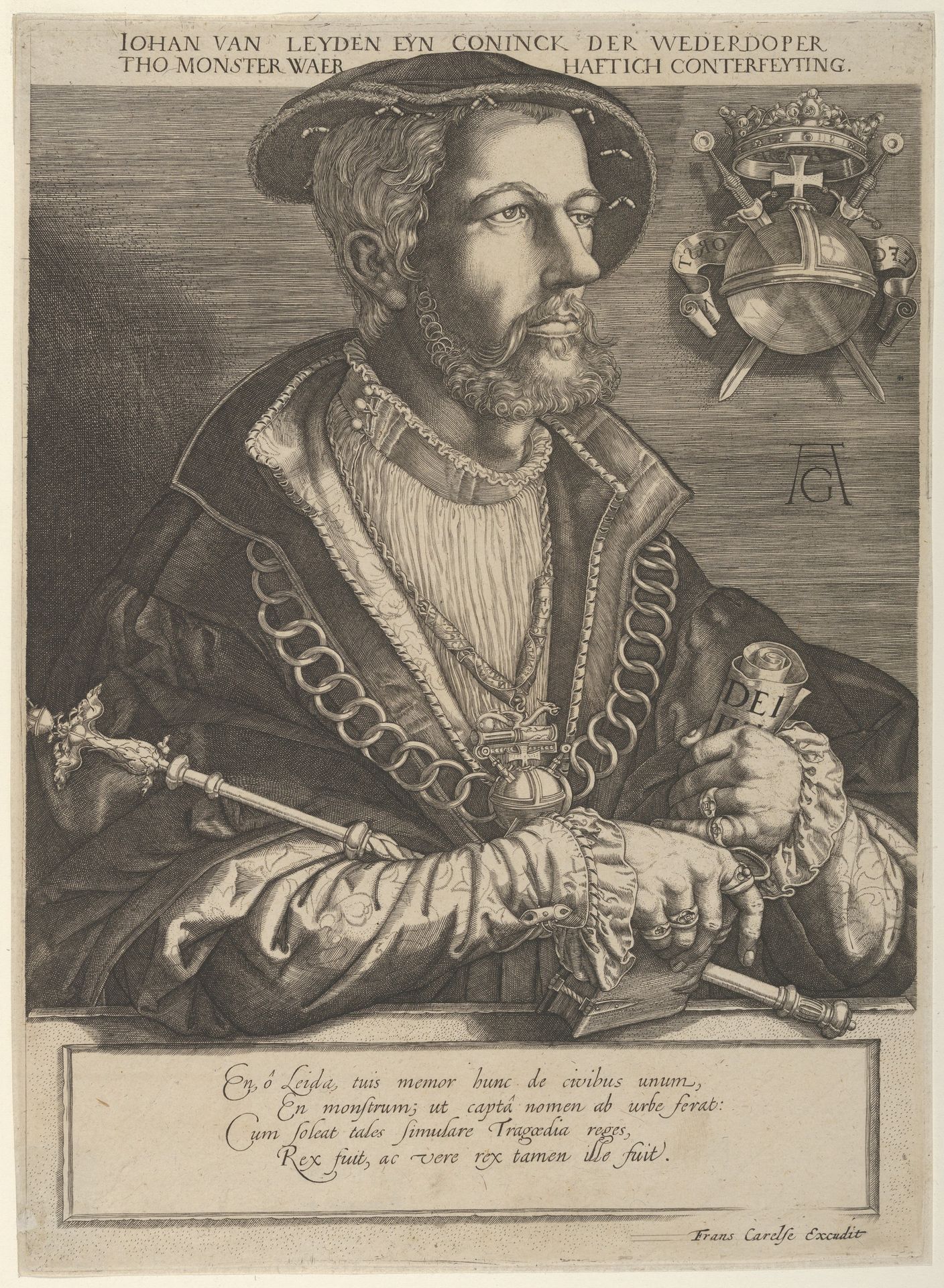 Portrait of Jan van Leiden, a Dutchman and leader of the Münster Anabaptists by Jan Muller