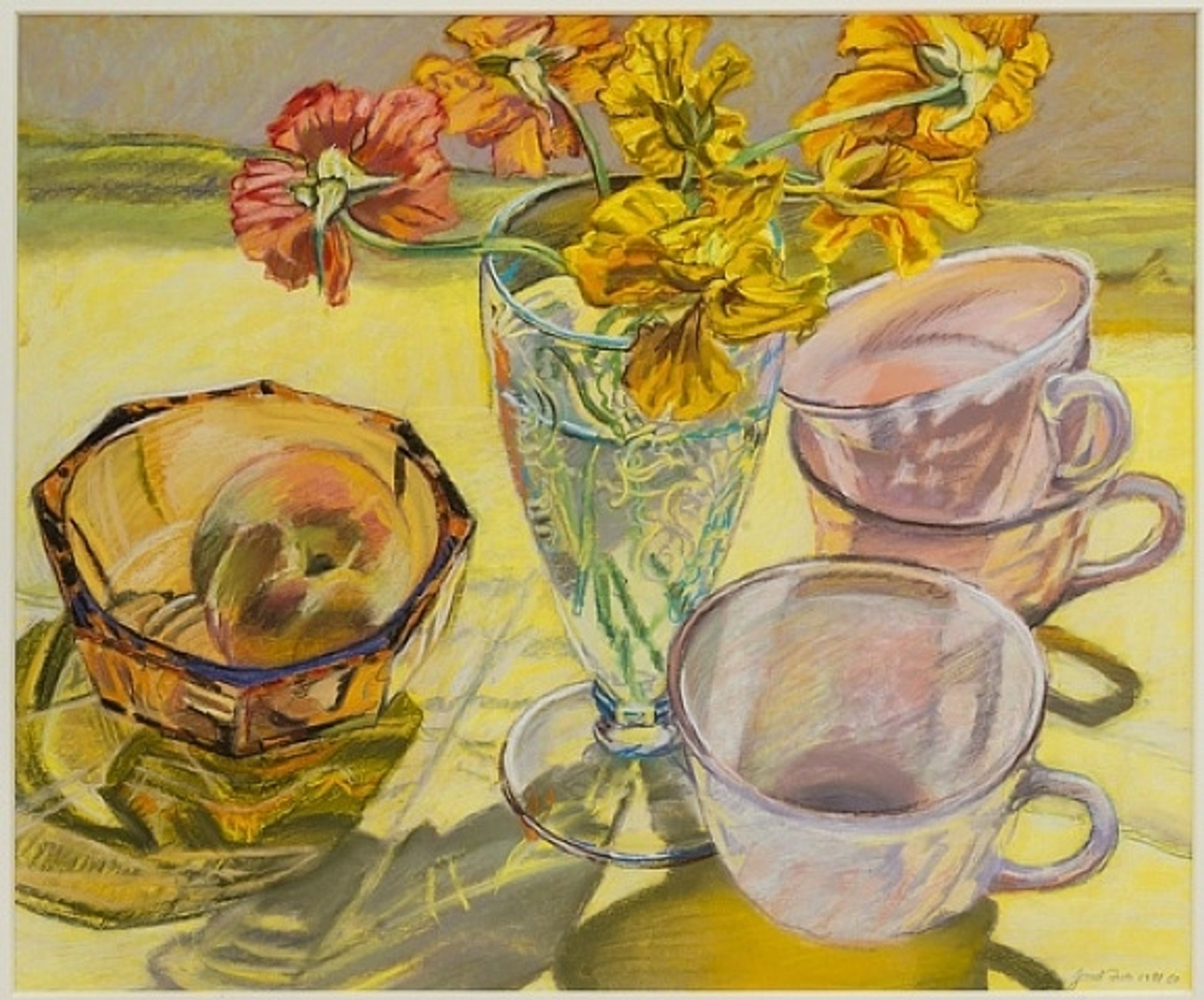 Nasturtiums and Pink Cups by Janet Fish
