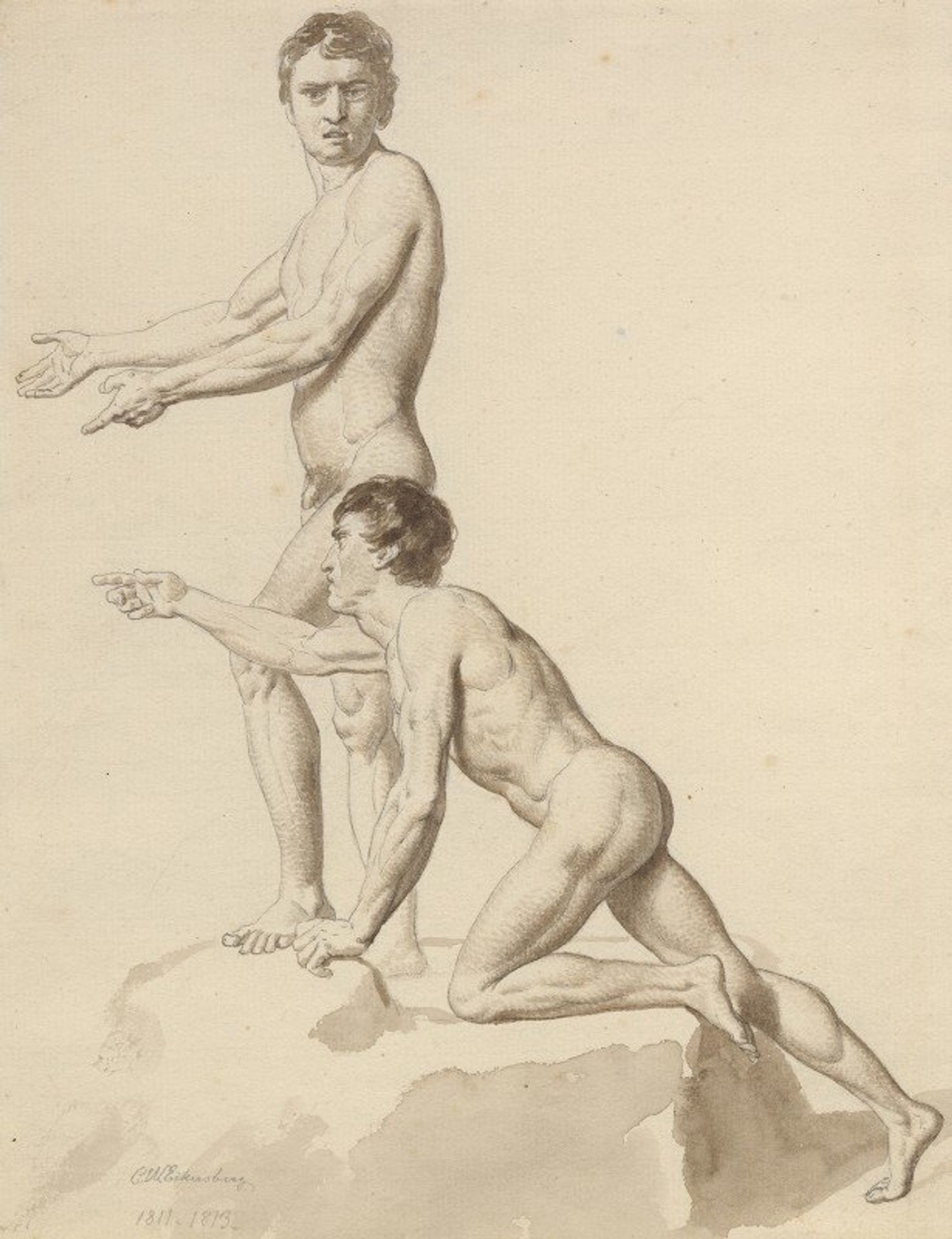 To israelitter på en klippeblok by Christoffer Wilhelm Eckersberg