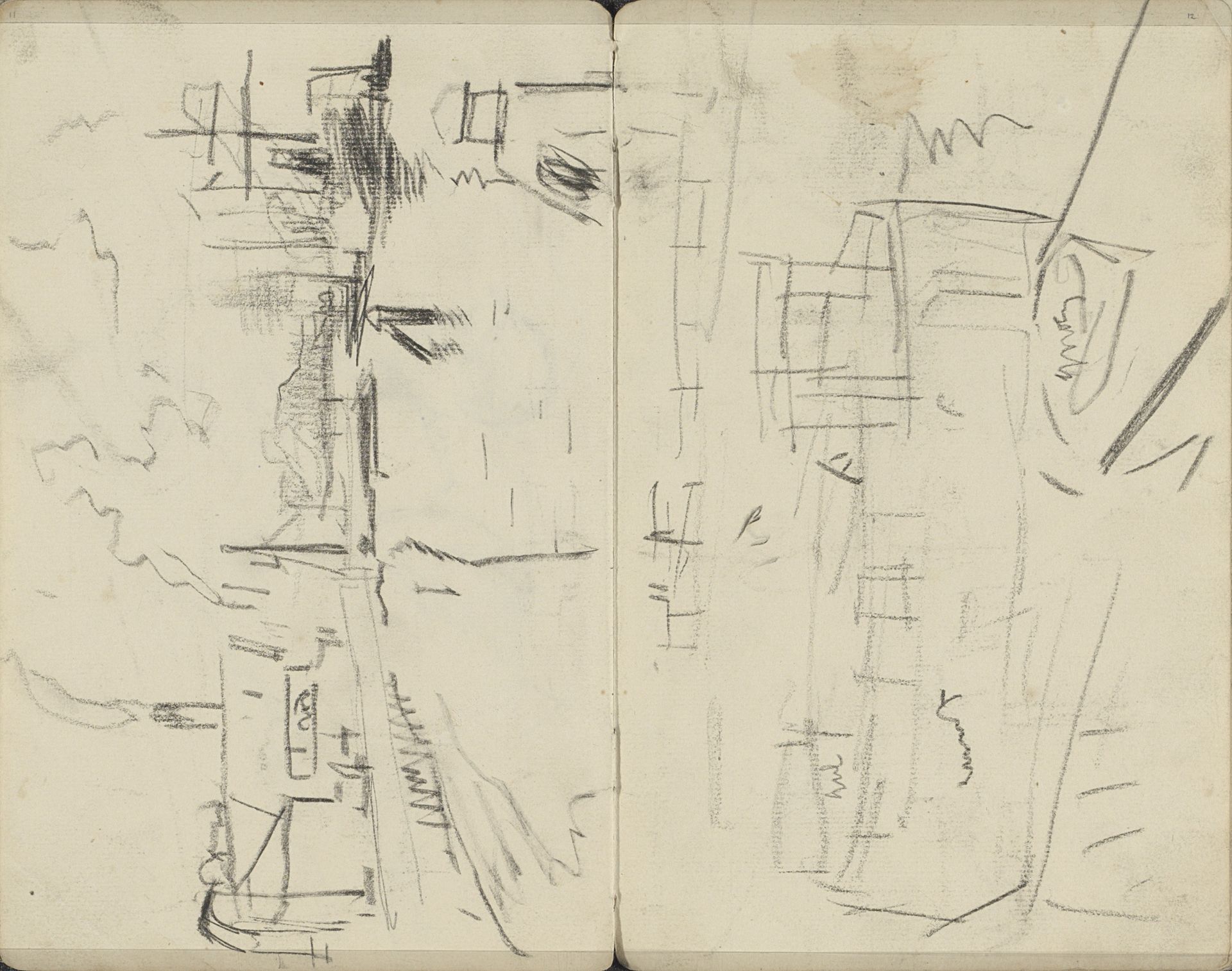 Gezicht in Amsterdam met aangemeerde schepen by George Hendrik Breitner