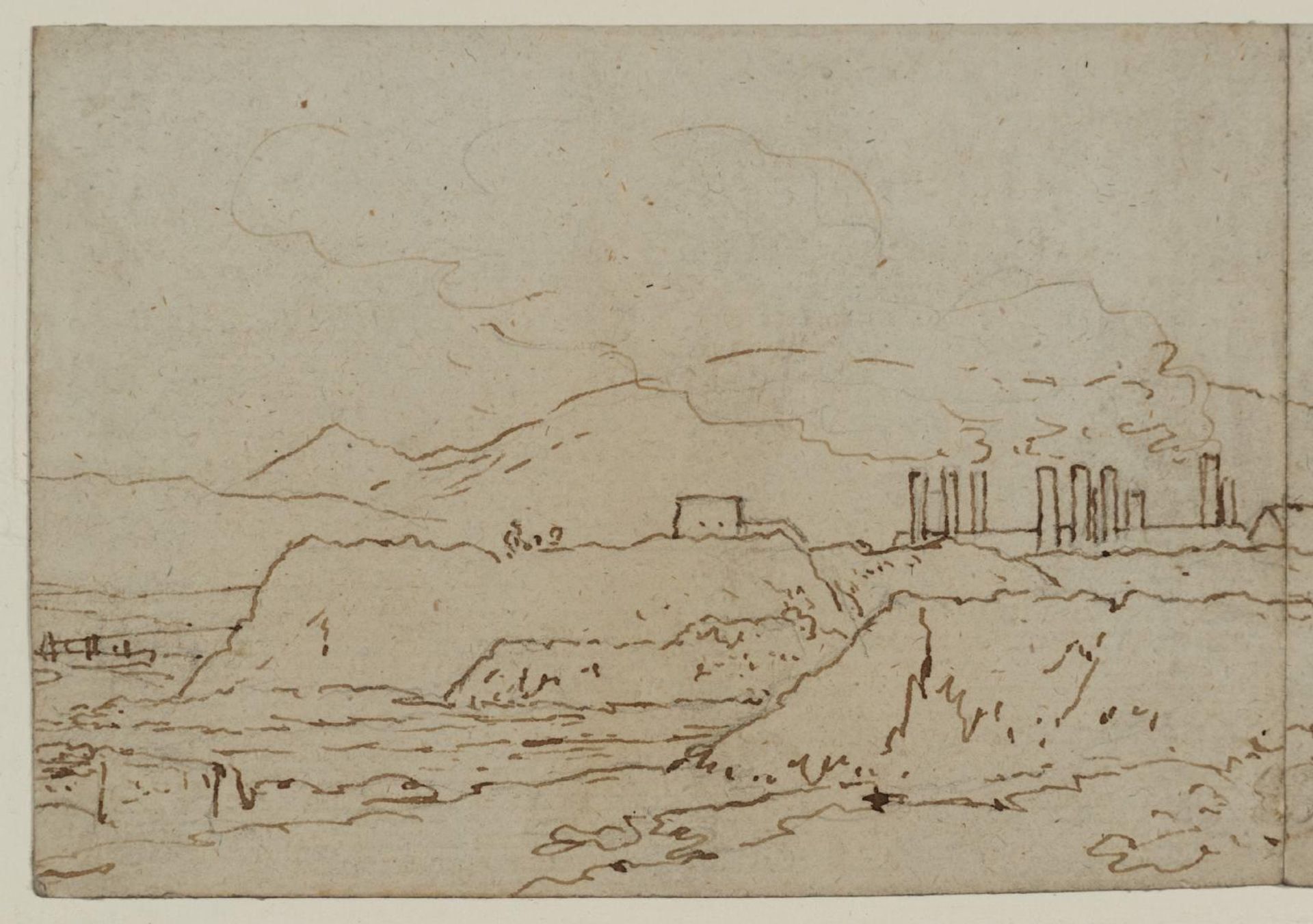 Hillsides and Buildings near the Fforest Copper Works by  Philip James De Loutherbourg