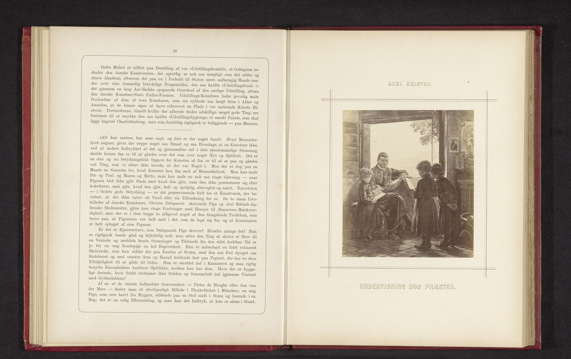 Fotoreproductie van een schilderij van drie jongens die geschoold worden door een priester, door Axel Helsted by Johannes Jaeger