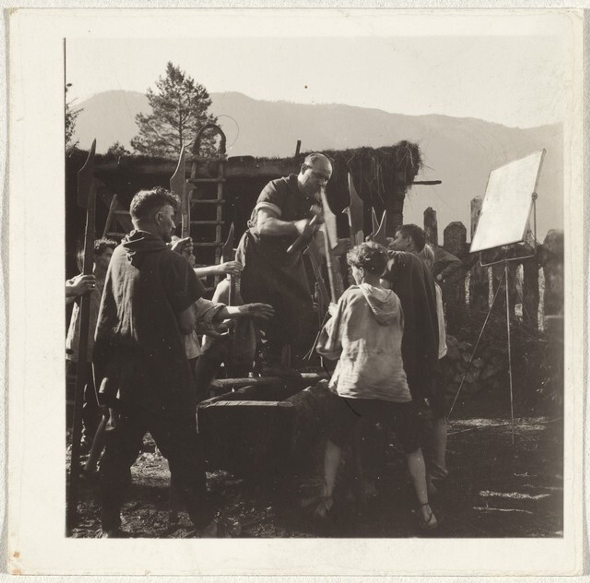 Actor on cart--Filming "Landammann Stauffacher" by Robert Frank