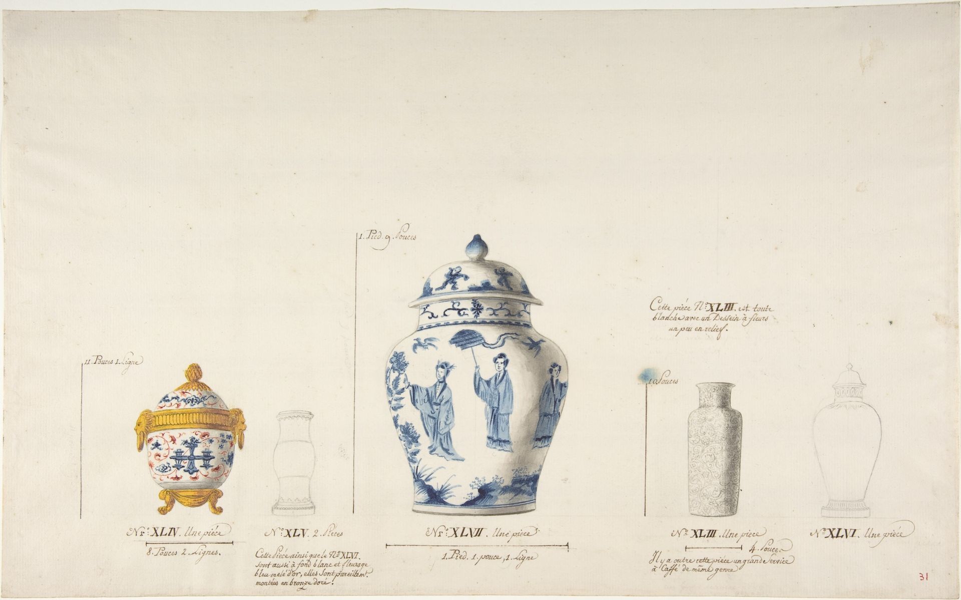 Design for Five Vases by Anonymous