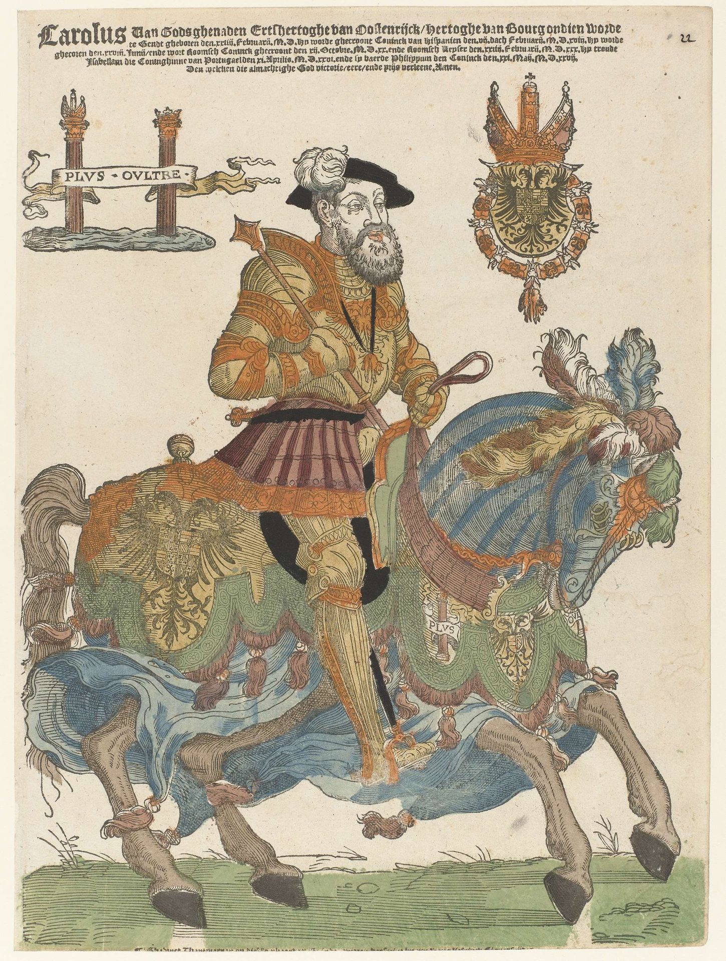 Portret van Karel V te paard by Cornelis Anthonisz.