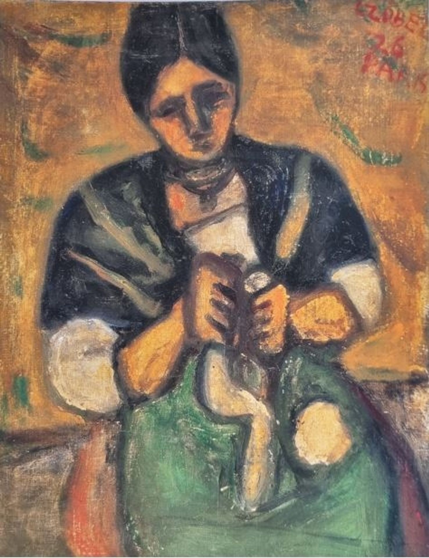 Czóbel Béla Kézimunkázó Nő 1926 Paris by Bela Czobel