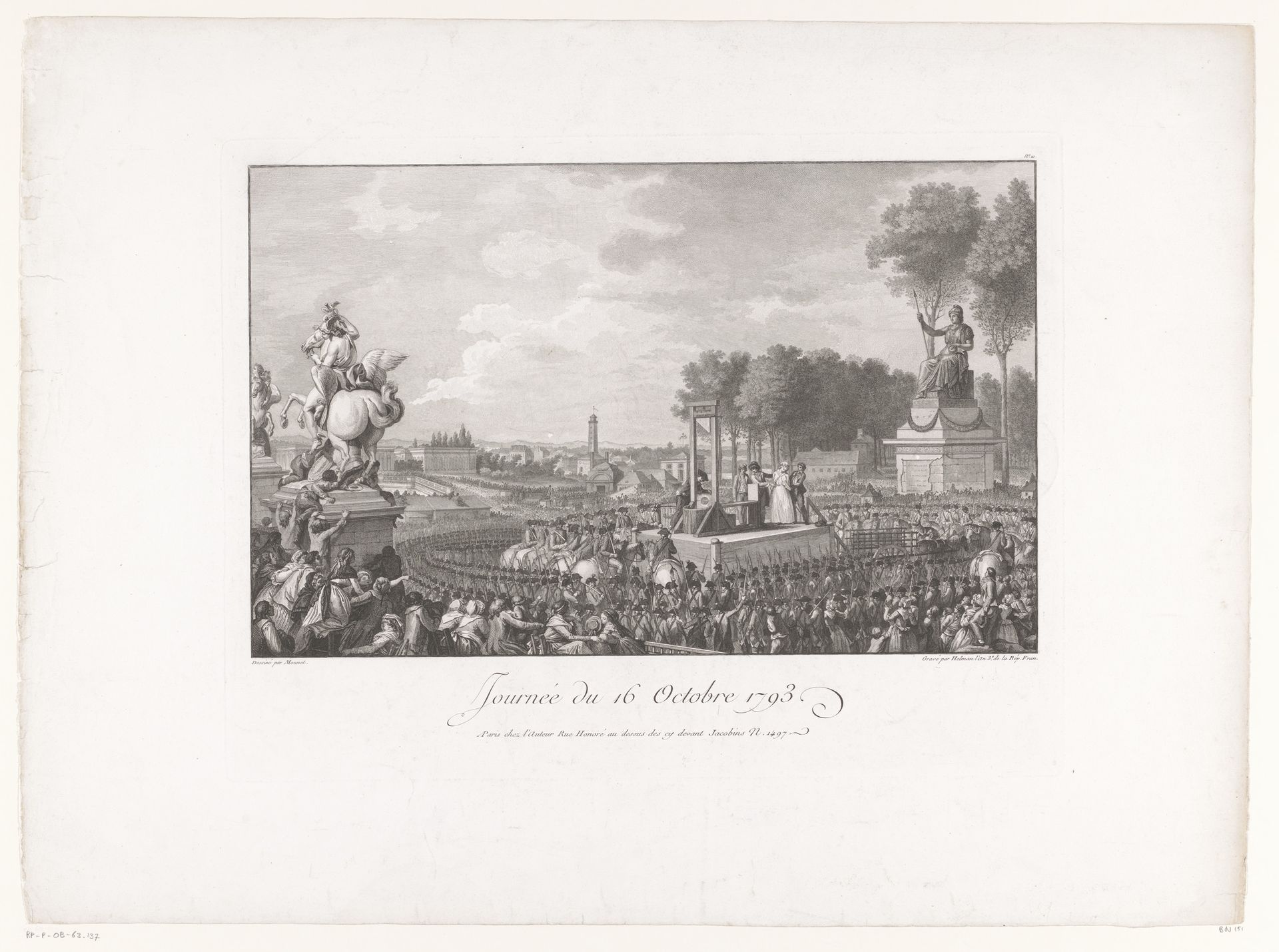 Terechtstelling van Marie Antoinette op het Place de la Révolution te Parijs by Isidore-Stanislas Helman