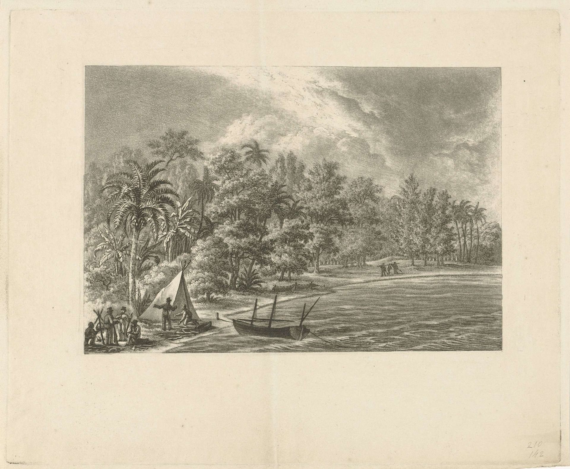 Tropisch landschap by François Joseph (II) Pfeiffer