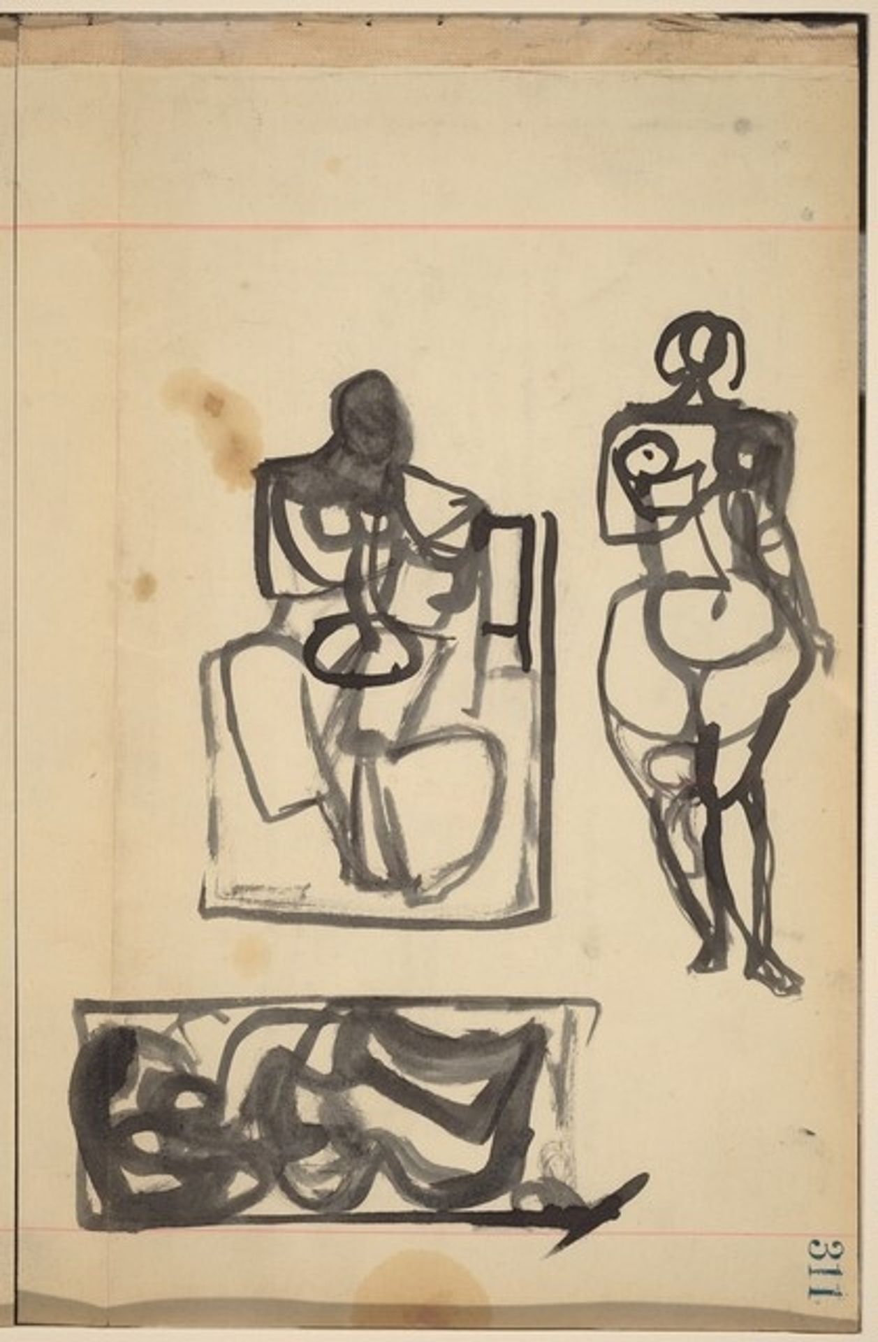 Three Figure Studies [recto] by Franz Kline