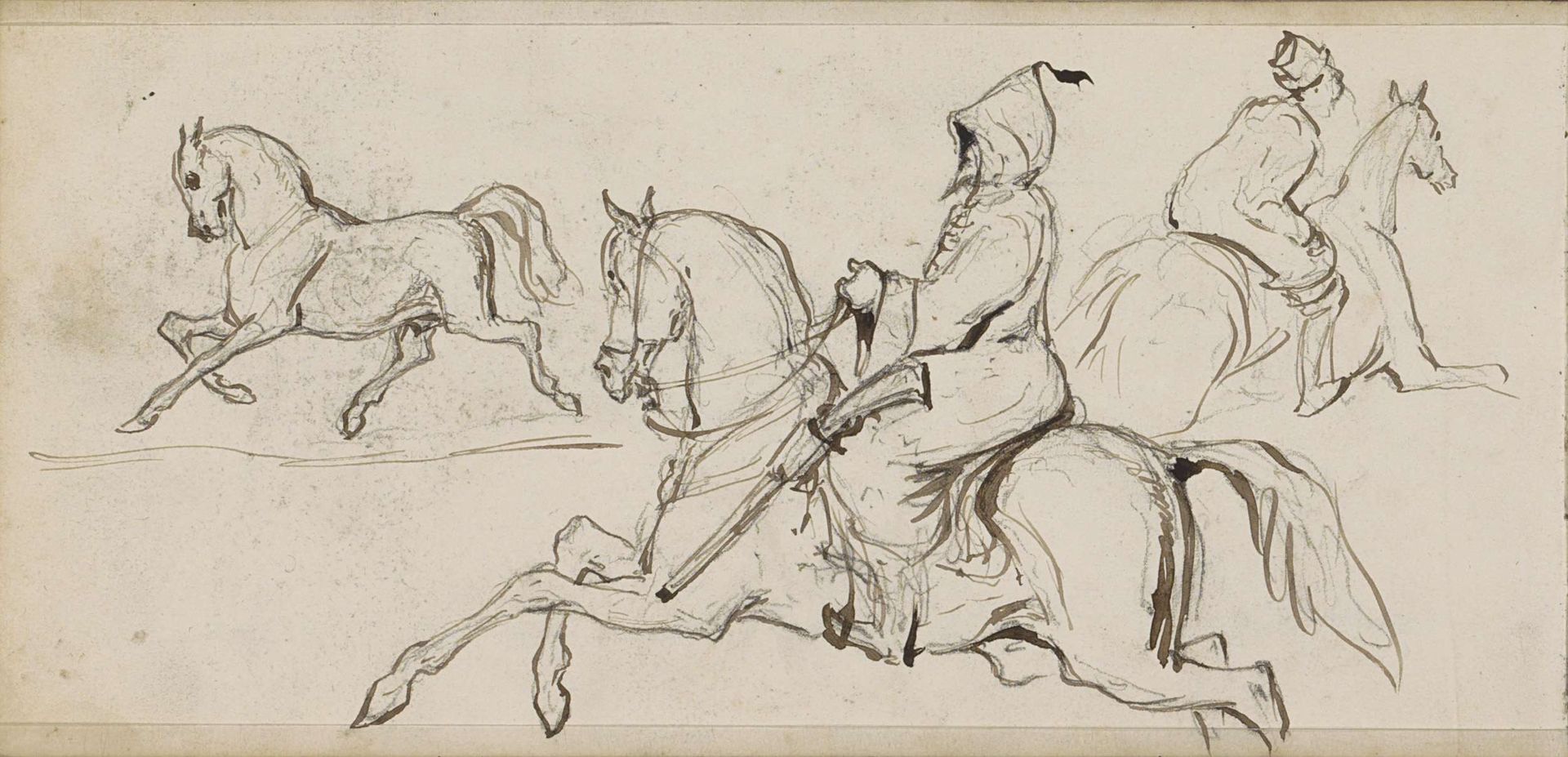 Paard en ruiters by Johannes Tavenraat