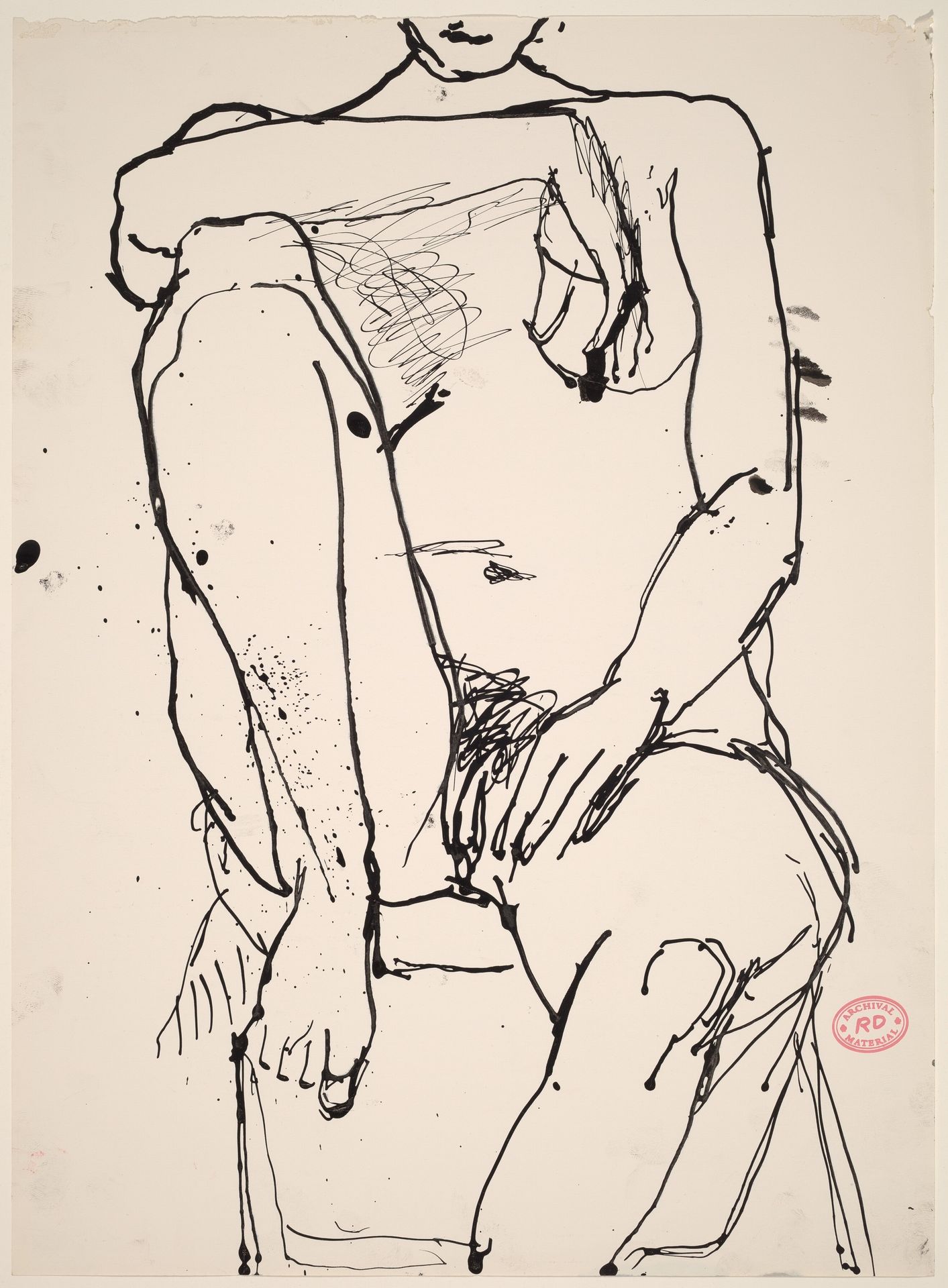 Untitled [seated nude with her right arm resting on right her knee] by Richard Diebenkorn