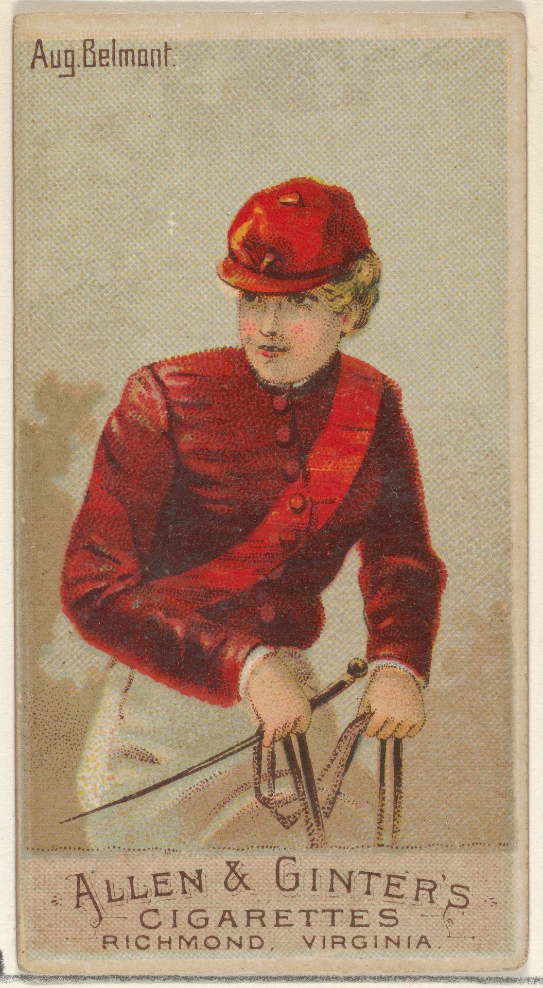 August Belmont, from the Racing Colors of the World series (N22a) for Allen & Ginter Cigarettes by Allen & Ginter