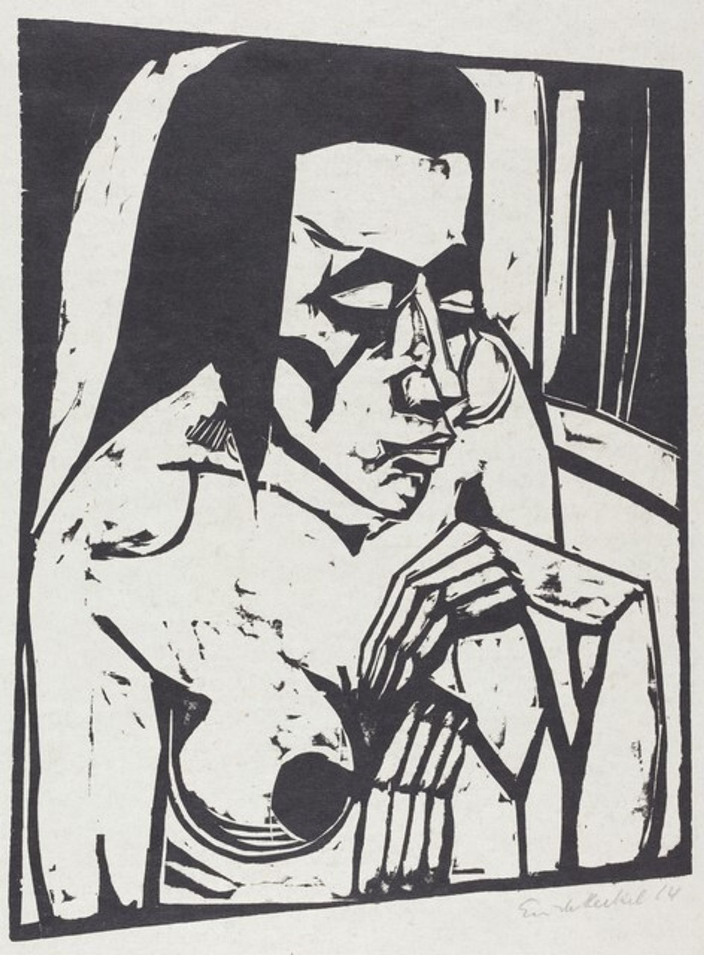 Crouching Woman (Hockende) by Erich Heckel