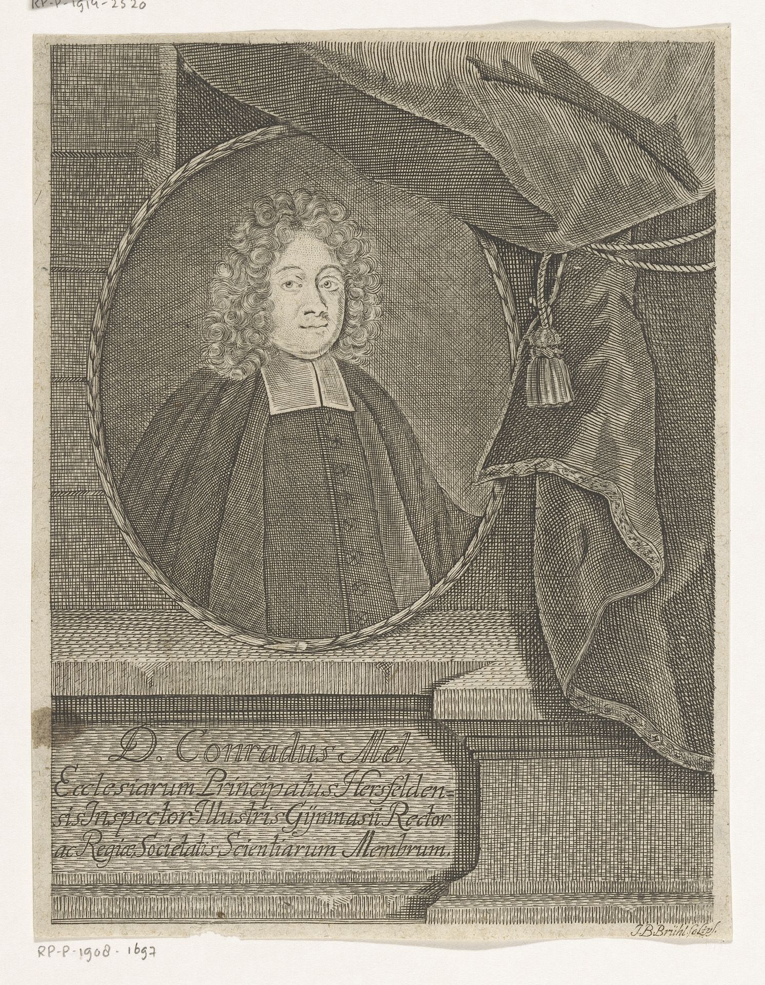 Portret van Conrad Mel by Johann Benjamin Brühl