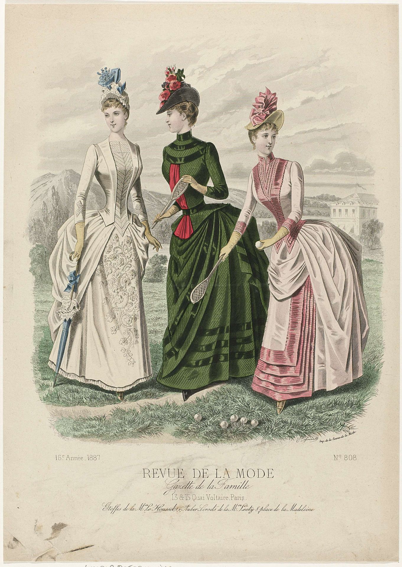 Revue de la Mode, Gazette de la Famille, dimanche 26 juin 1887, 16e Année, No. 808: Etoffes de la M.on Le Houssel (...) by P. Deferneville