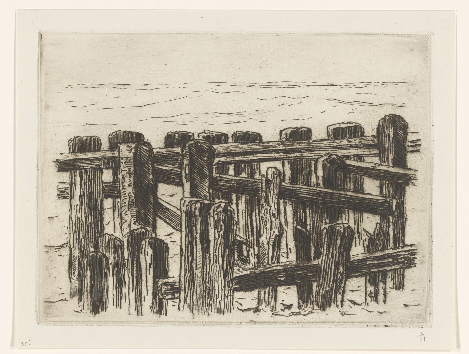 Paalwerk aan zee by Carel Nicolaas Storm van 's-Gravesande