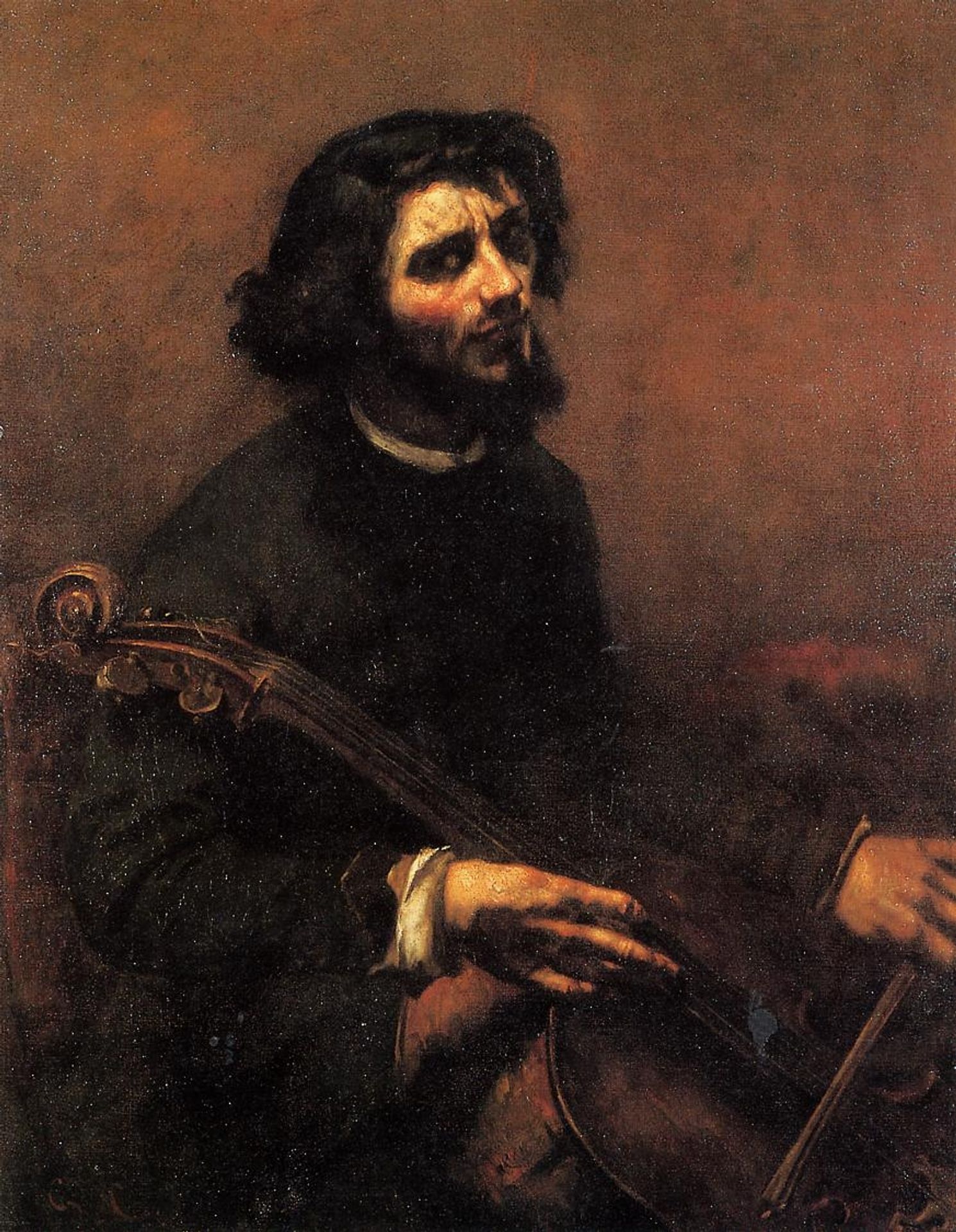 The Cellist, Self Portrait by Gustave Courbet