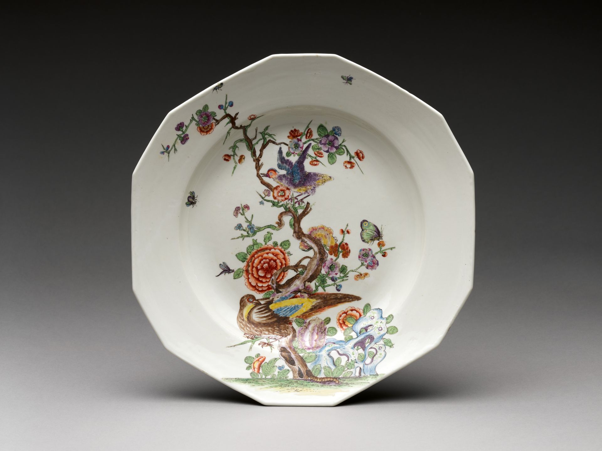 Dish with tree, flowers, and birds by Vienna