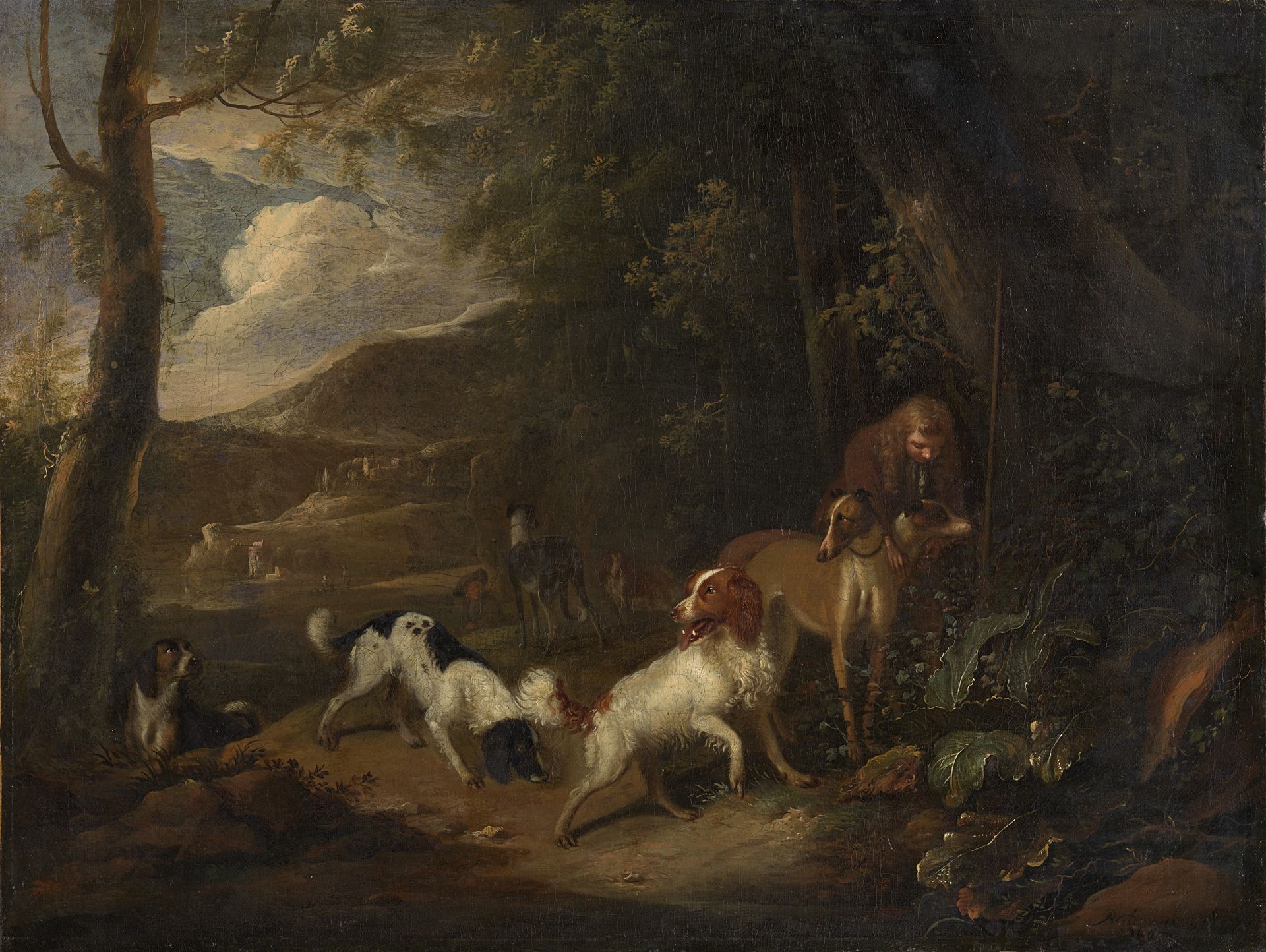 Hunter with Hounds at the Edge of a Wood by Adriaen Cornelisz Beeldemaker