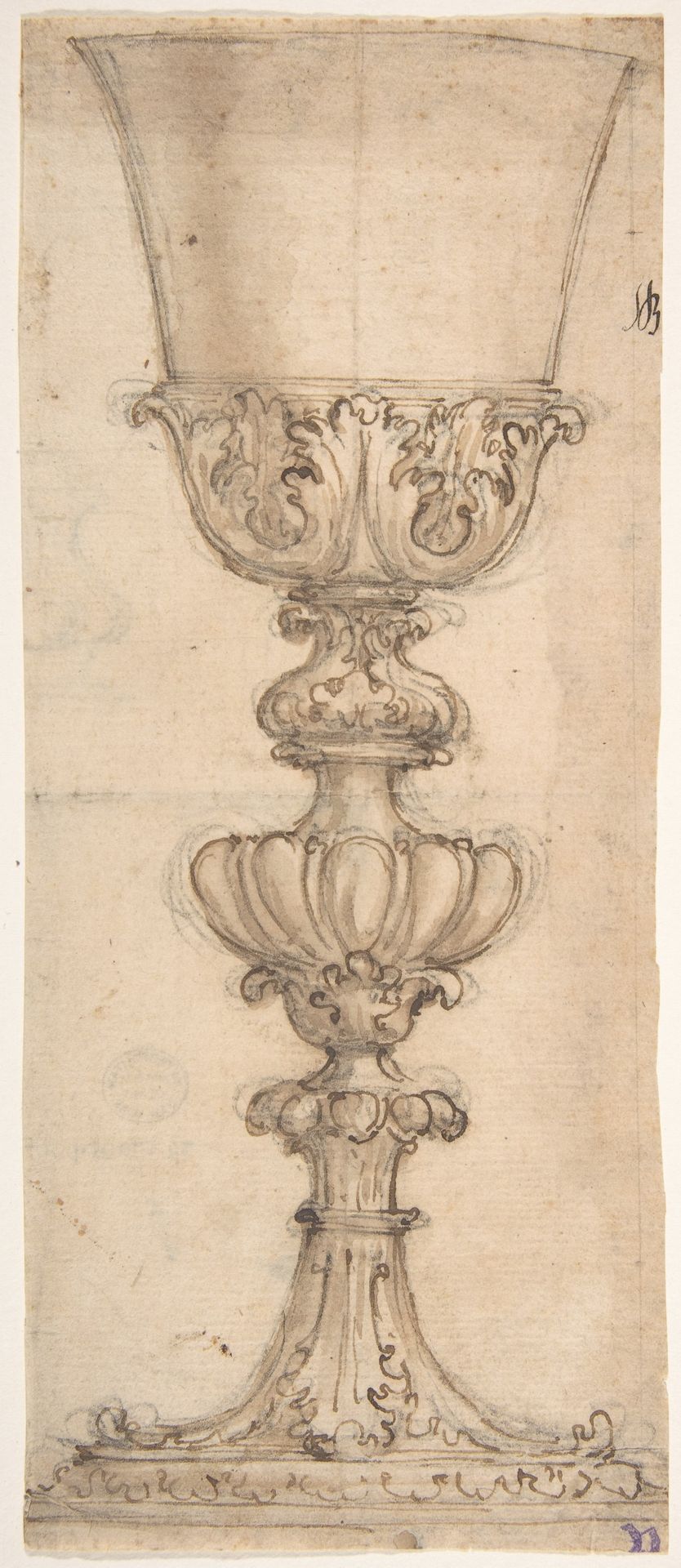 Design for a Chalice (recto); Design for the Base of a Vase (verso) by Giovanni Battista Foggini