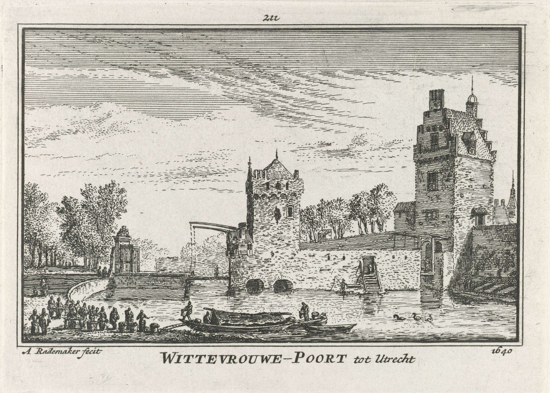 Gezicht op de Wittevrouwenpoort te Utrecht by Abraham Rademaker
