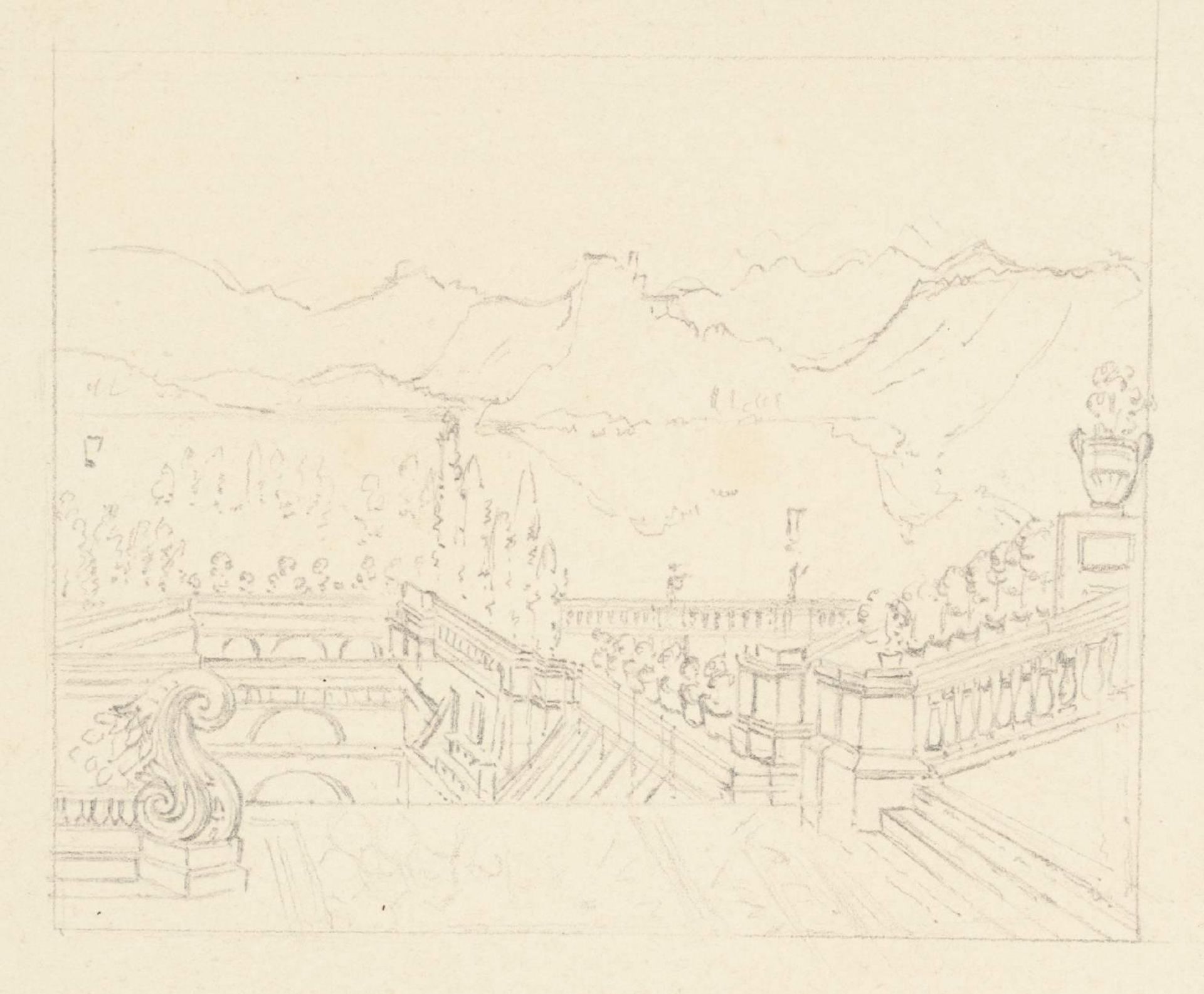 A Terrace (after Turner’s ‘Isola Bella, Lago Maggiore’ for Rogers’s ‘Italy’) by  Julia Emily Gordon