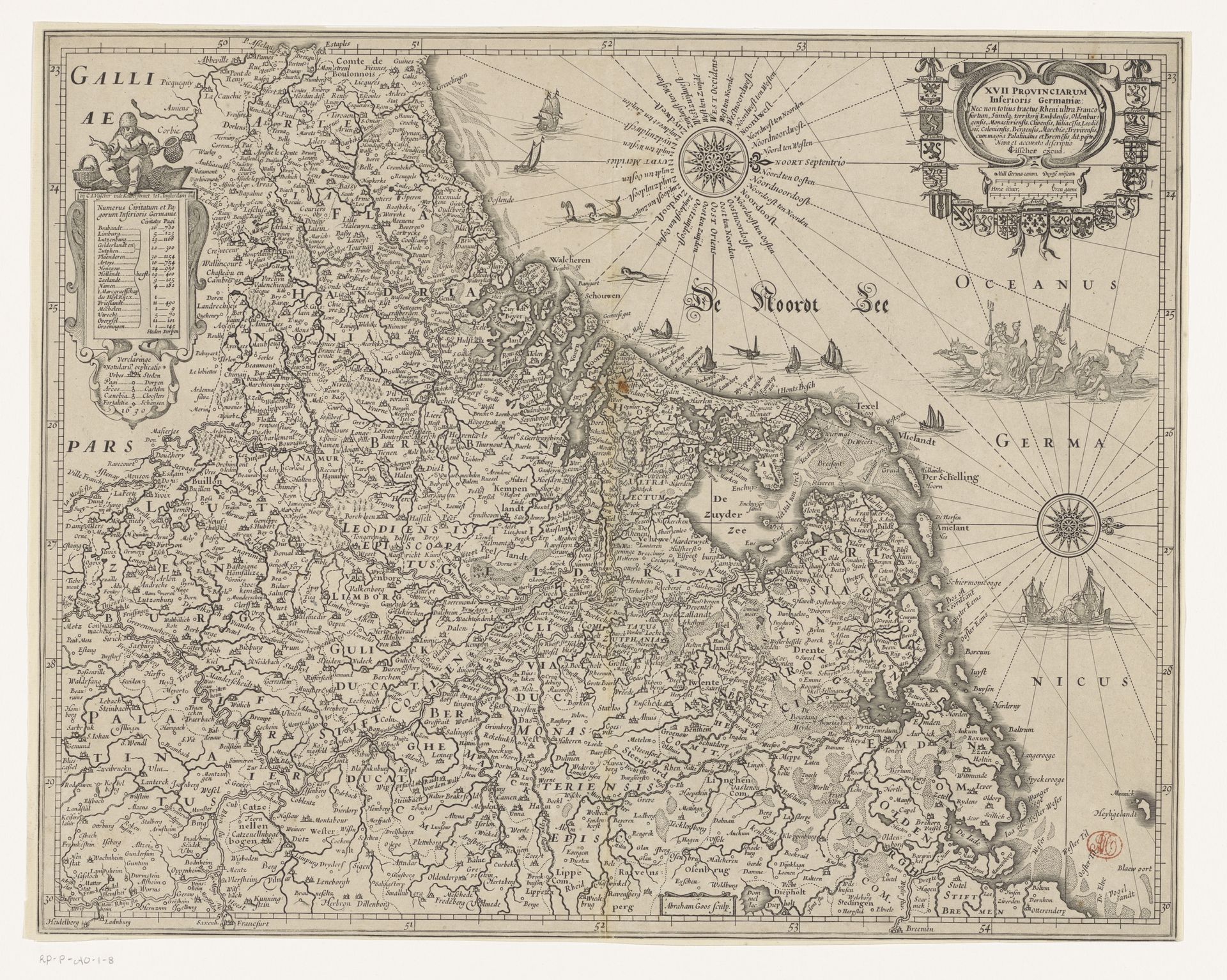 Kaart van de Zeventien Provinciën by Abraham Goos