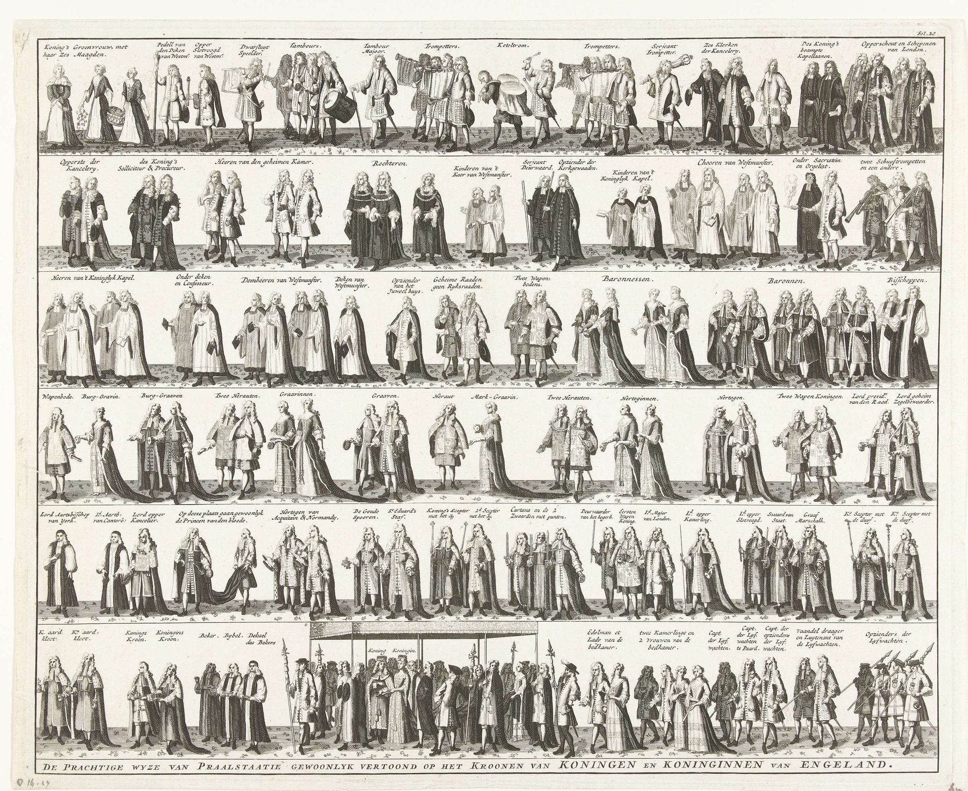 Optocht met Willem III en Mary naar de kroning in Westminster Abbey, 1689 by Anonymous