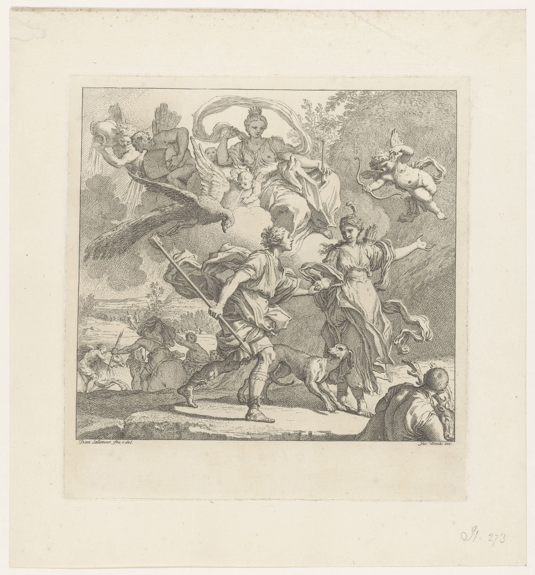 Dido en Aeneas overvallen door een storm by Giuseppe Zocchi