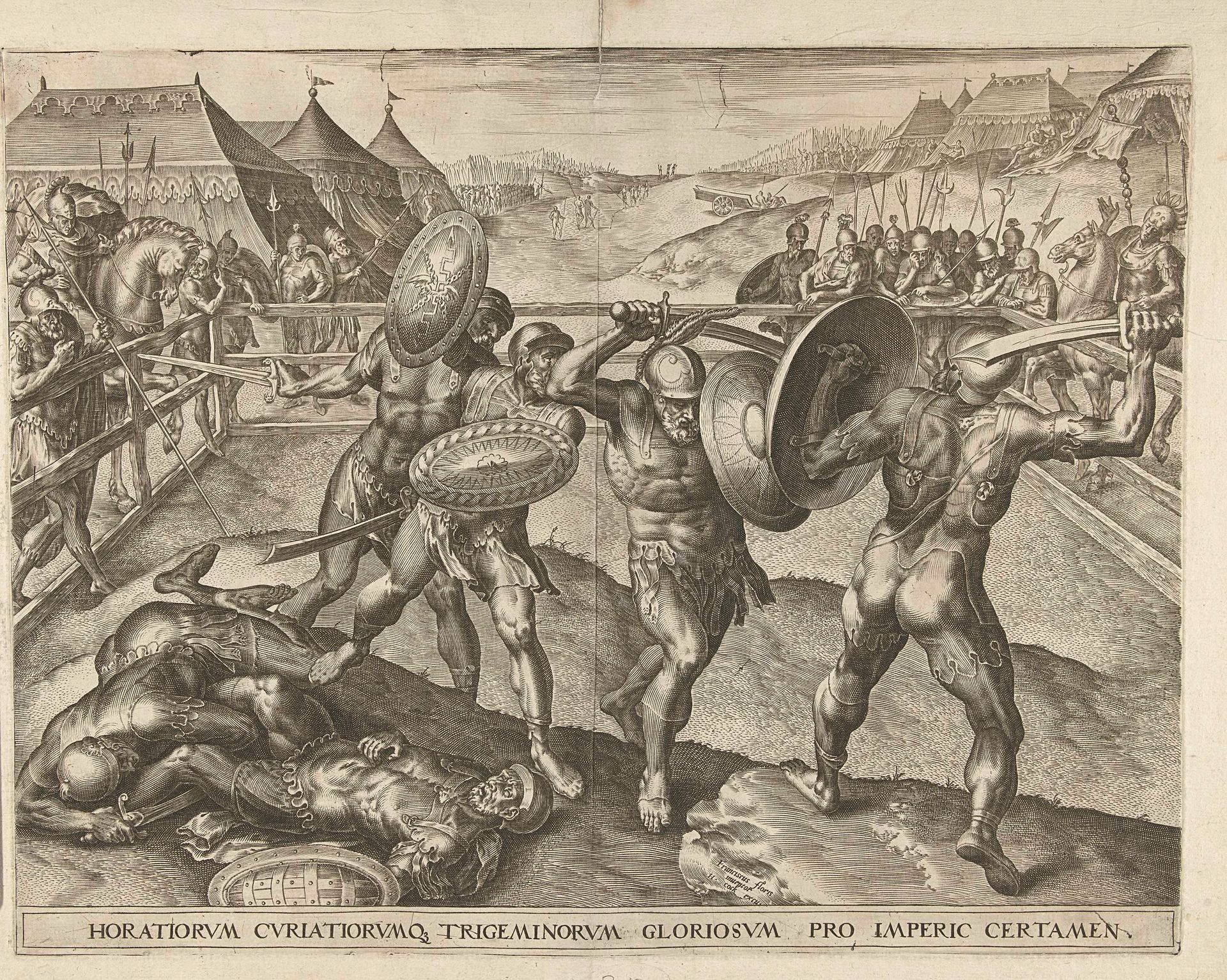 Strijd tussen de Horatiërs en de Curatiërs by Cornelis Cort
