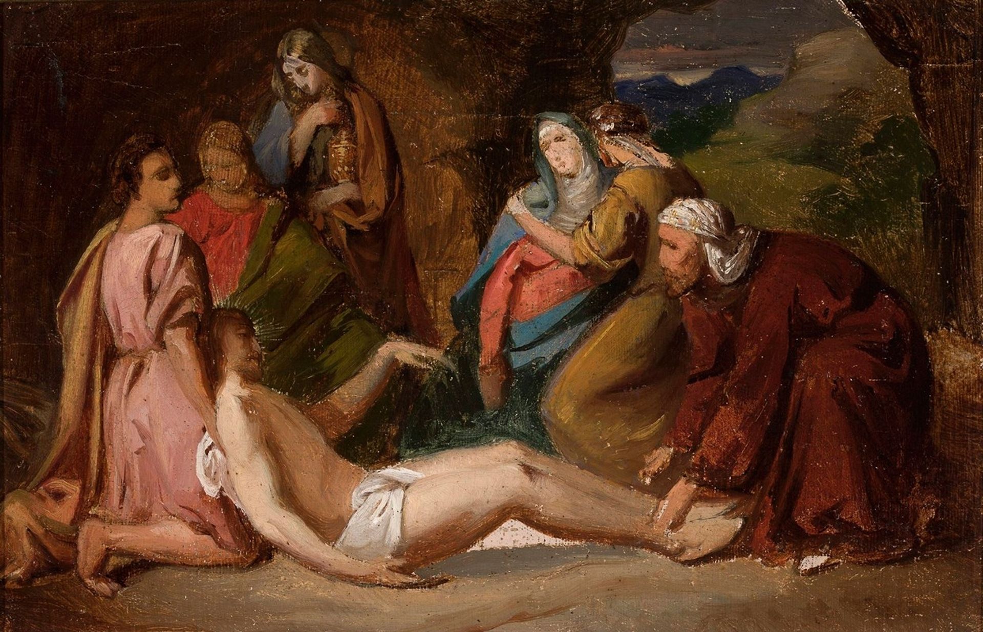 Entombment of Christ, sketch for a painting by Józef Simmler