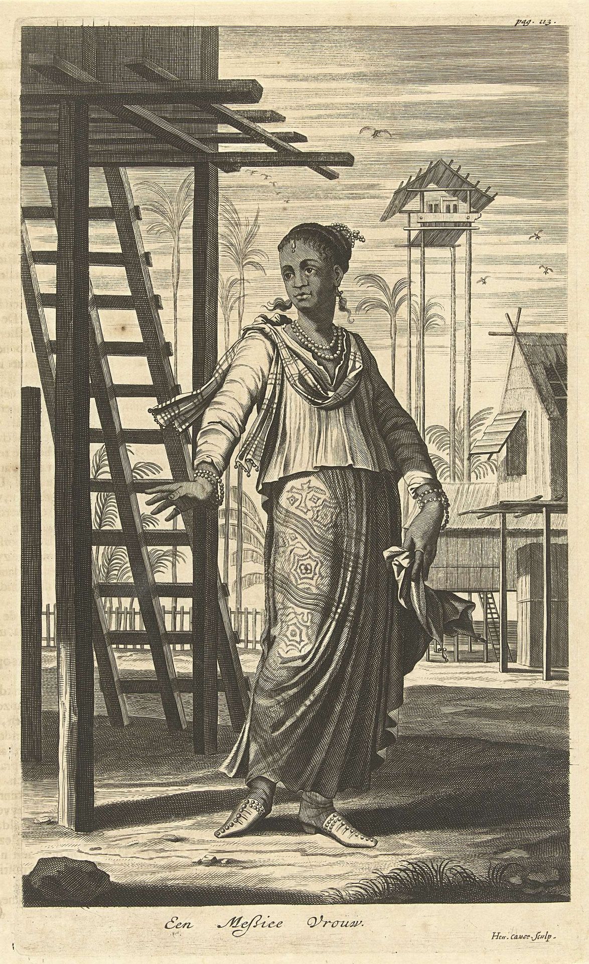 Portret van een vrouw van gemengde etnische afkomst by Hendrik Causé