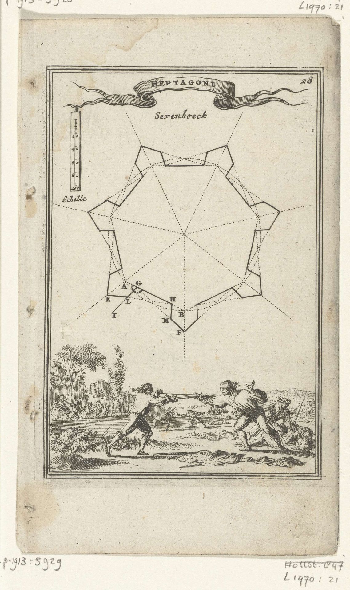 Illustratie voor 'Den Arbeid van Mars' van Allain Manesson Mallet by Romeyn de Hooghe