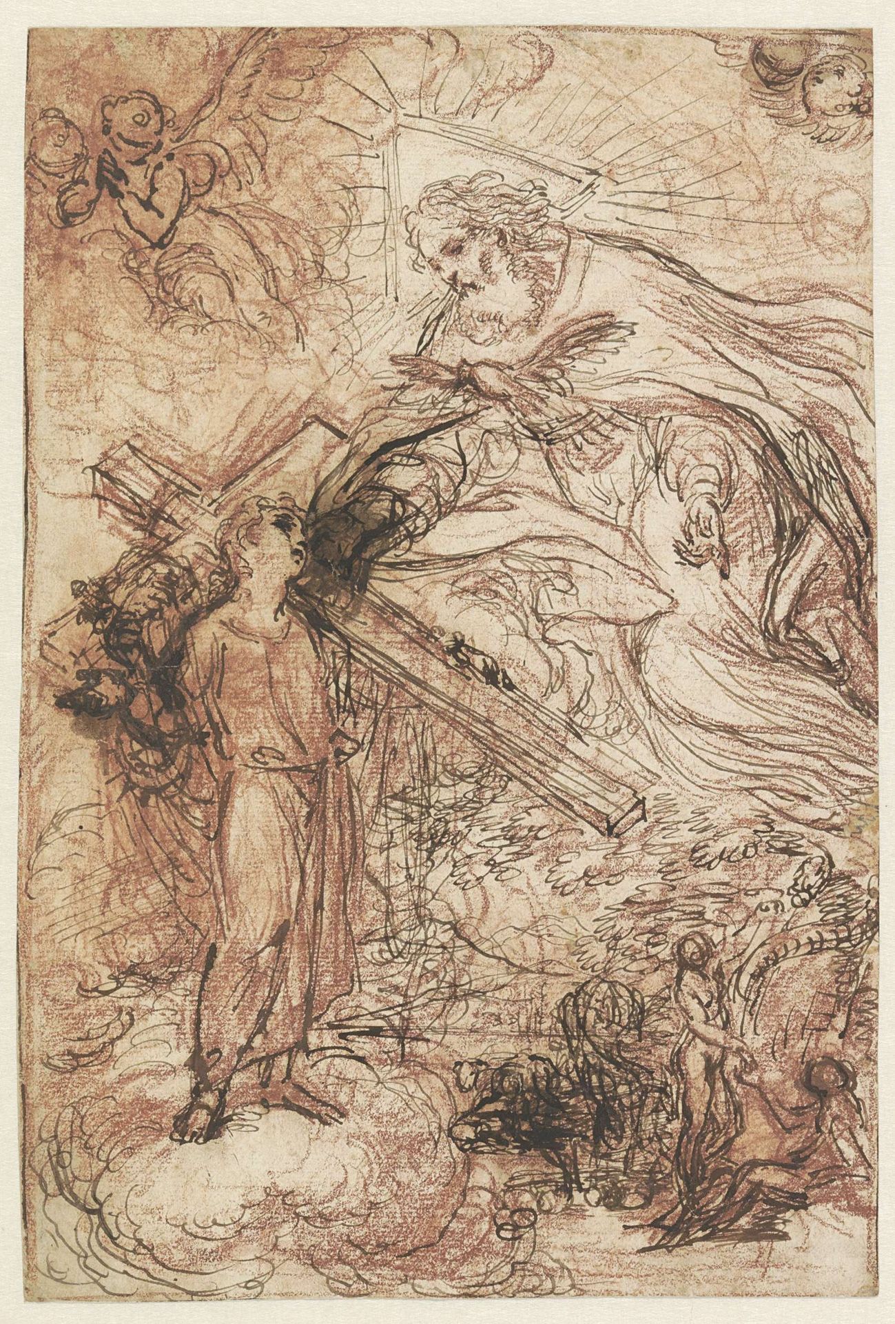 De Heilige Drieëenheid en de zondeval by Agostino Masucci