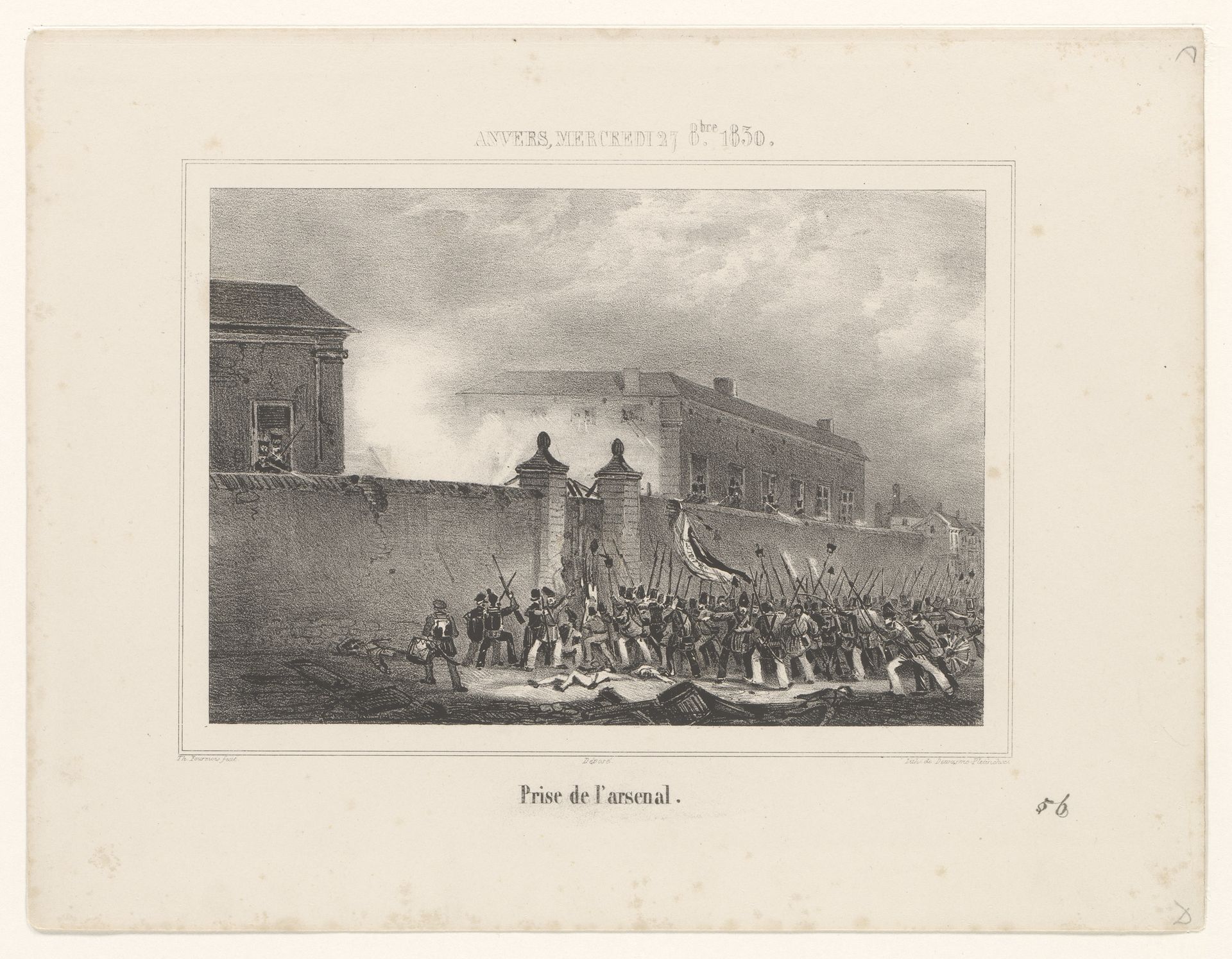 Inname van het Arsenaal te Antwerpen, 1830 by Théodore Fourmois