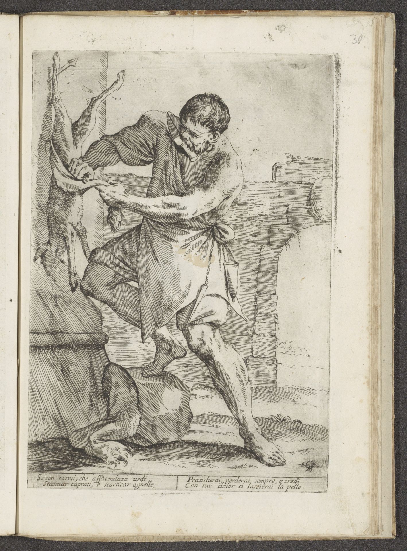 Man die een lam vilt by Giuseppe Maria Mitelli