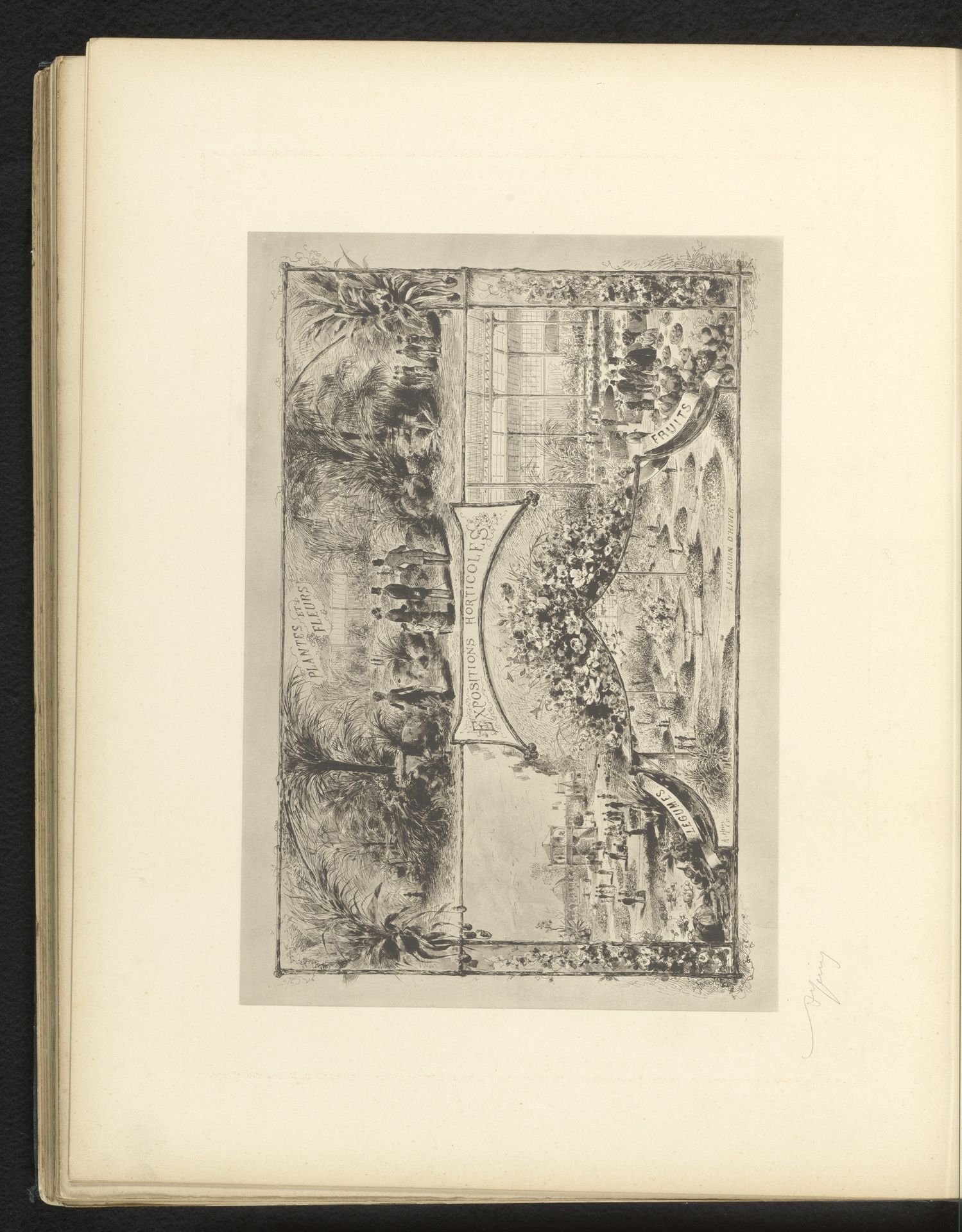 Reproductie van een gravure van een botanische tuin op de Exposition Nationale van 1880 in Brussel, door Armand Heins by Anonymous