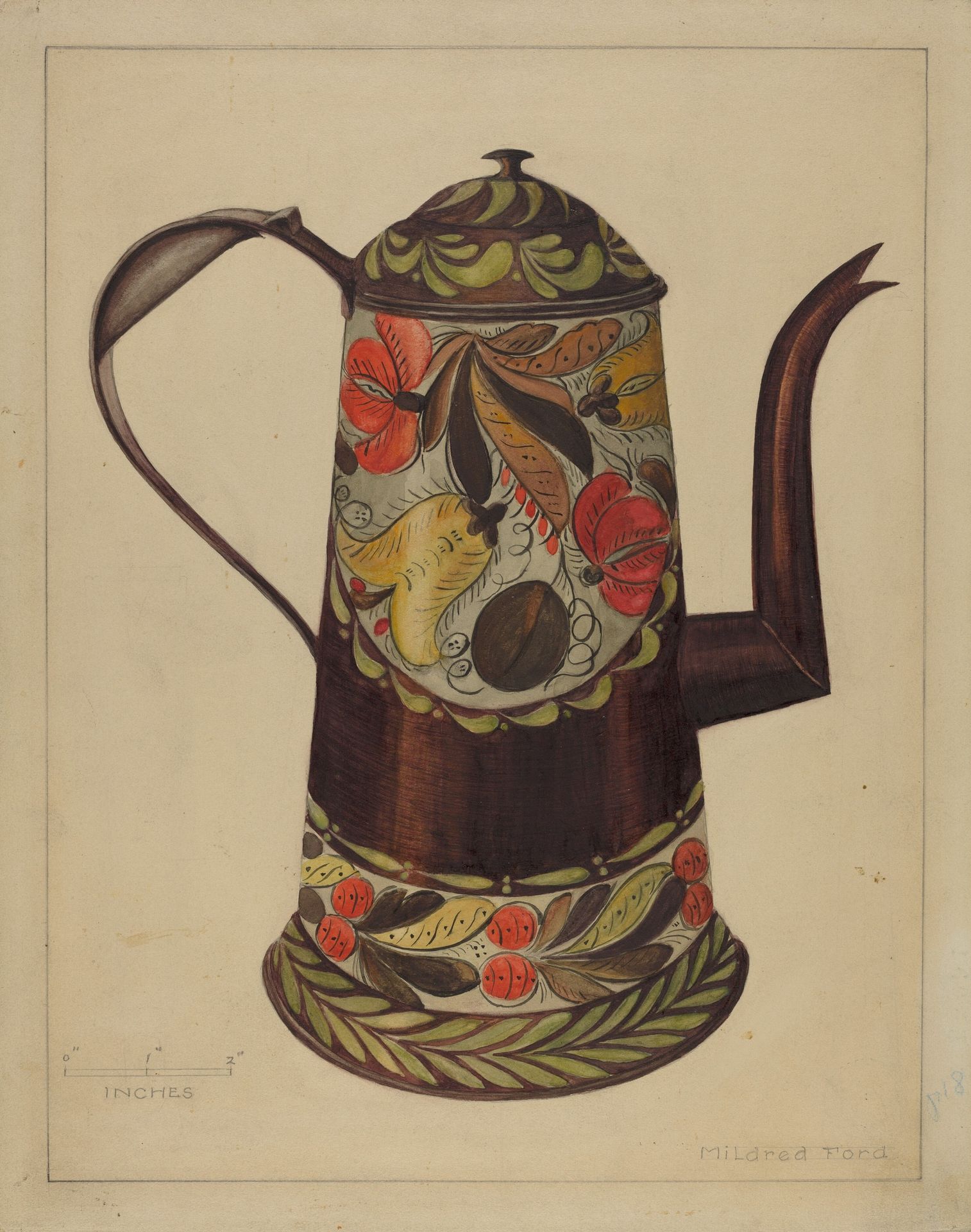 Toleware Coffee Pot by Mildred Ford