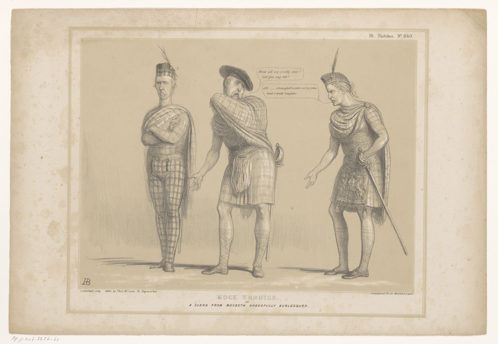 Spotprent met drie Lords in rollen uit Macbeth by John Doyle
