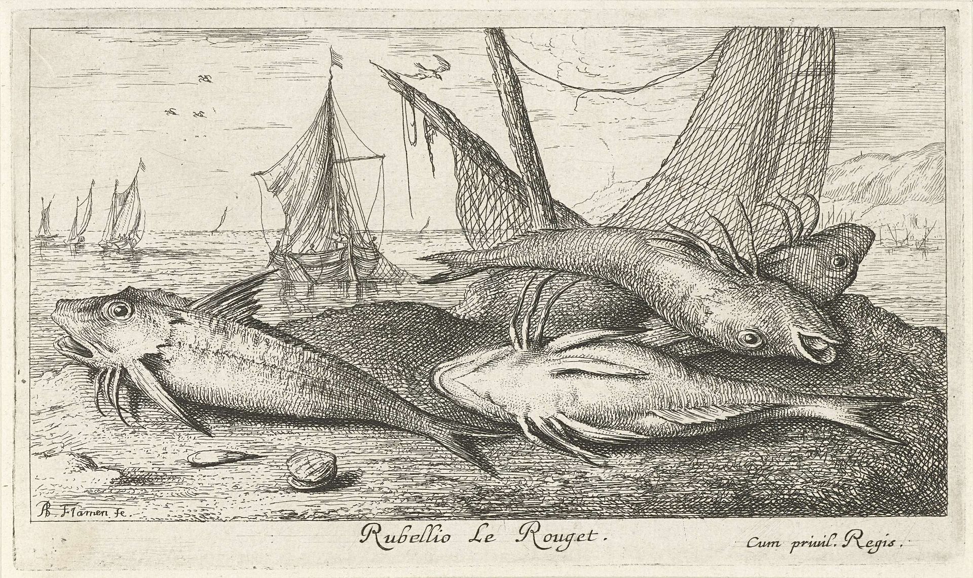 Vier rode mullen op het strand by Albert Flamen