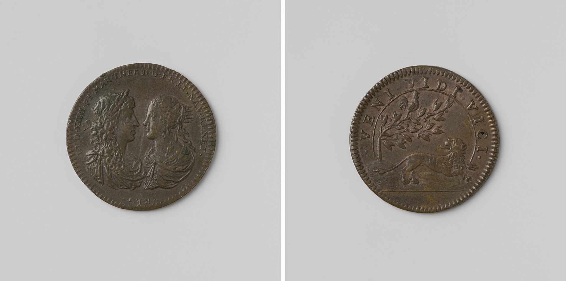 Franche Comte in tien dagen veroverd, rekenpenning geslagen ter ere van Lodewijk XIV en Maria Theresia, koning en koningin van Frankrijk by Anonymous
