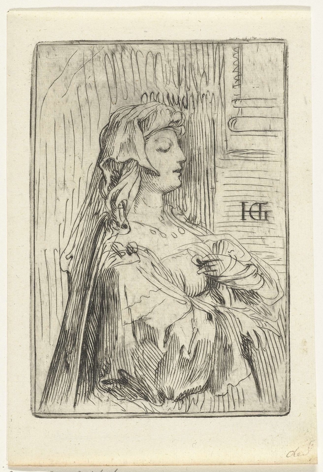 Portret van een vrouw met een sluier by Anonymous