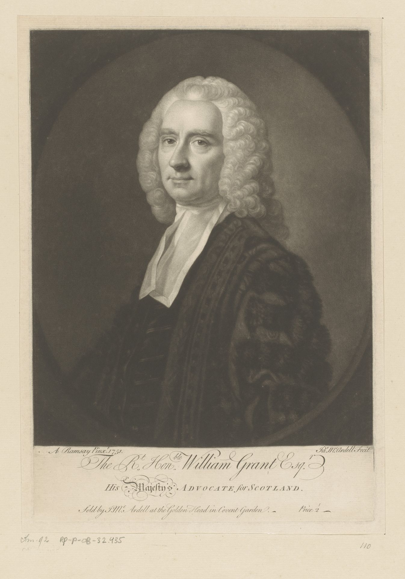 Portret van William Grant by James McArdell